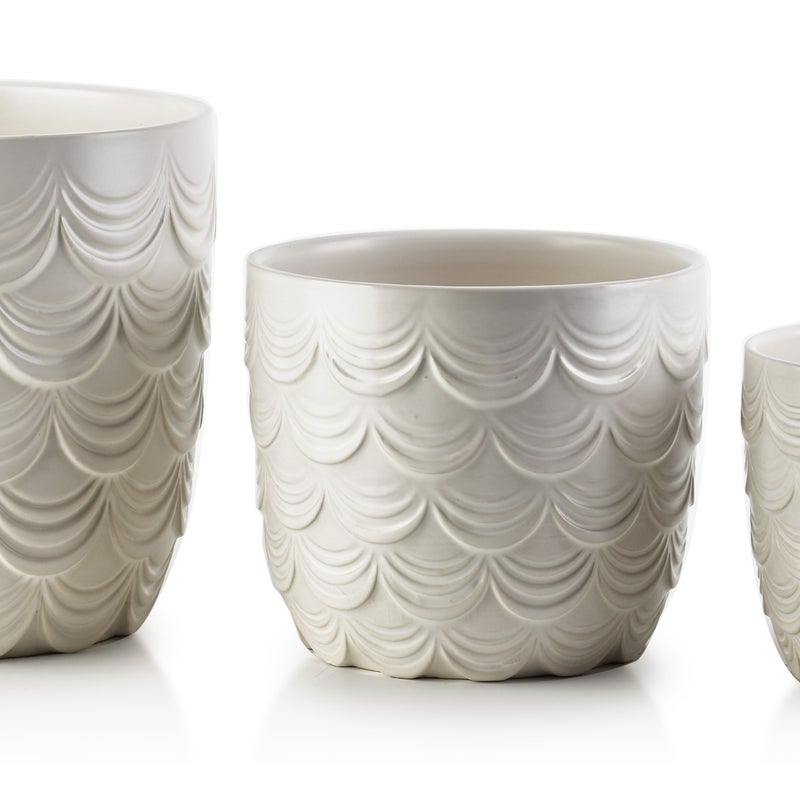 Doniczki ceramiczne MONDEX NEVA XL/L/M 20/16/13 cm biały 3 szt.