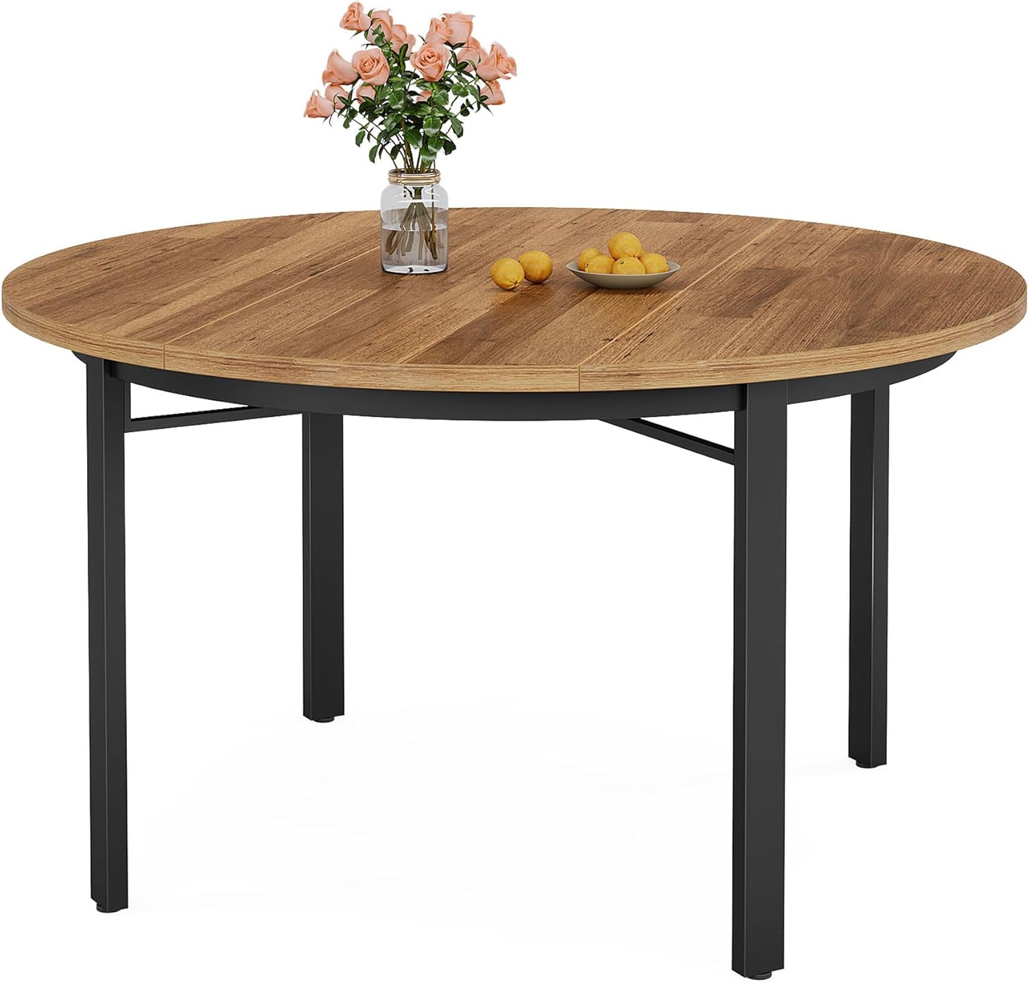 Tribesigns Tavolo da pranzo rotondo per 4 o 6 persone, 120*120*75CM, con gambe in metallo massiccio, per sala da pranzo, cucina - 9