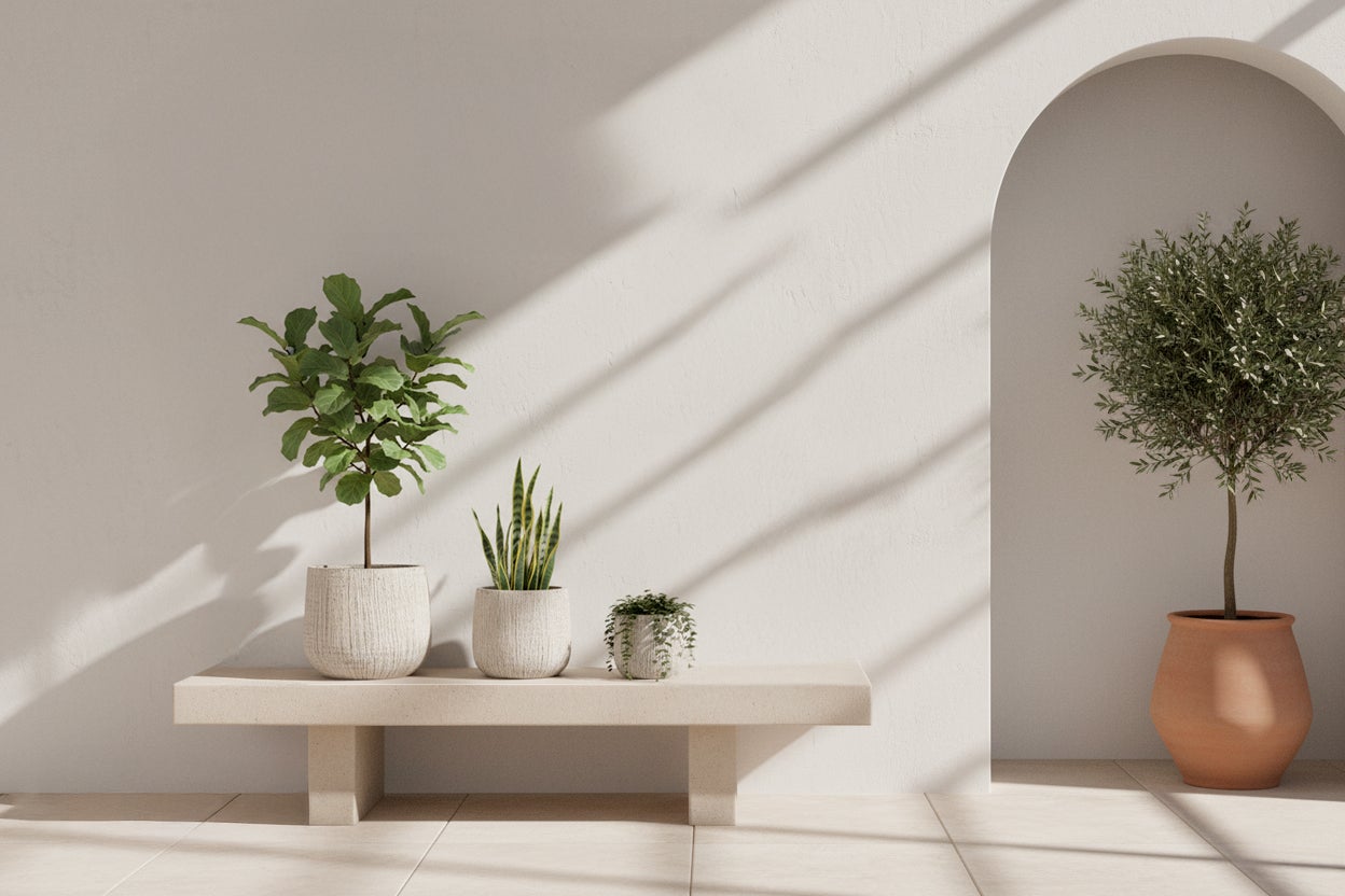 CONJUNTO DE 3 VASOS REDONDOS CERÂMICA CREME - 4