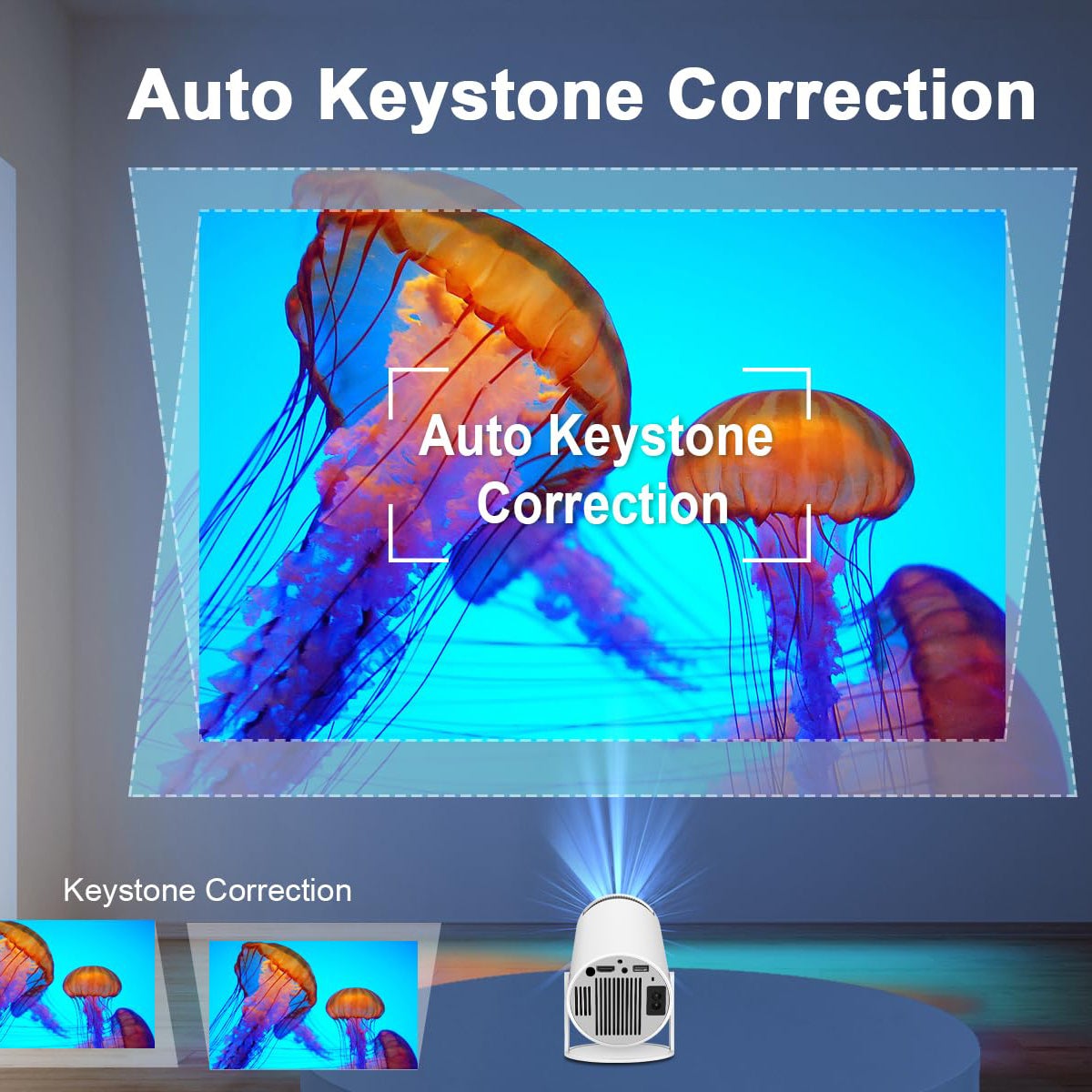 Projecteur 4K HY300 Pro, haut-parleur intégré 5 W, 1280 x 720p, Android 11, 8&nbsp;000 lumens, Wi-Fi 6, BT 5.4, projecteur d'extérieur portable - 2