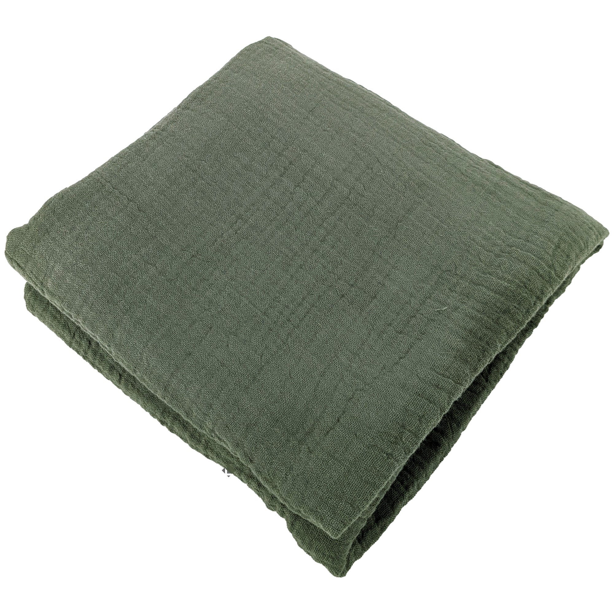 Parure de lit 140x200 cm double gaze de coton GAZGAZ vert kaki 2 pièces - 7