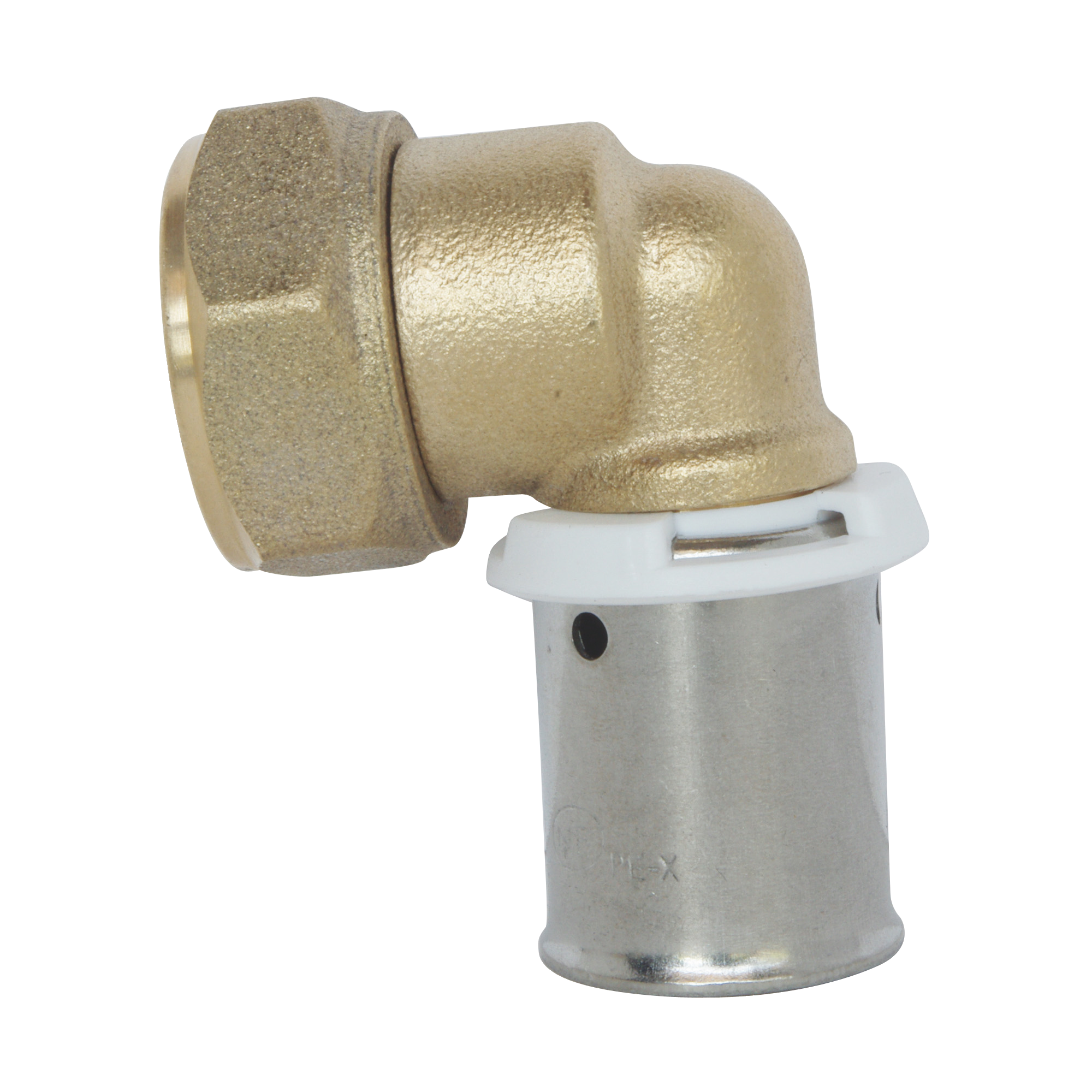 Raccord coudé à sertir pour tube PER Ø12 - Ecrou-tournant F12/17 - 3