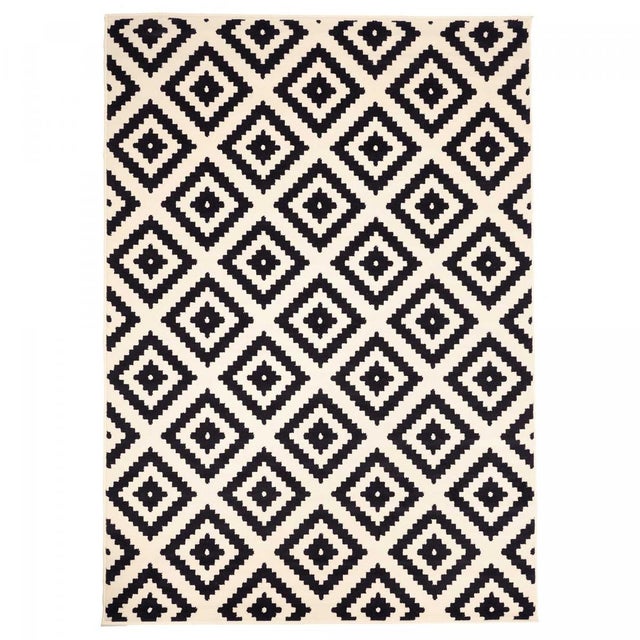 tapis entrée 60x110 tissé crème rectangle motif scandinave LYN1 ROMA