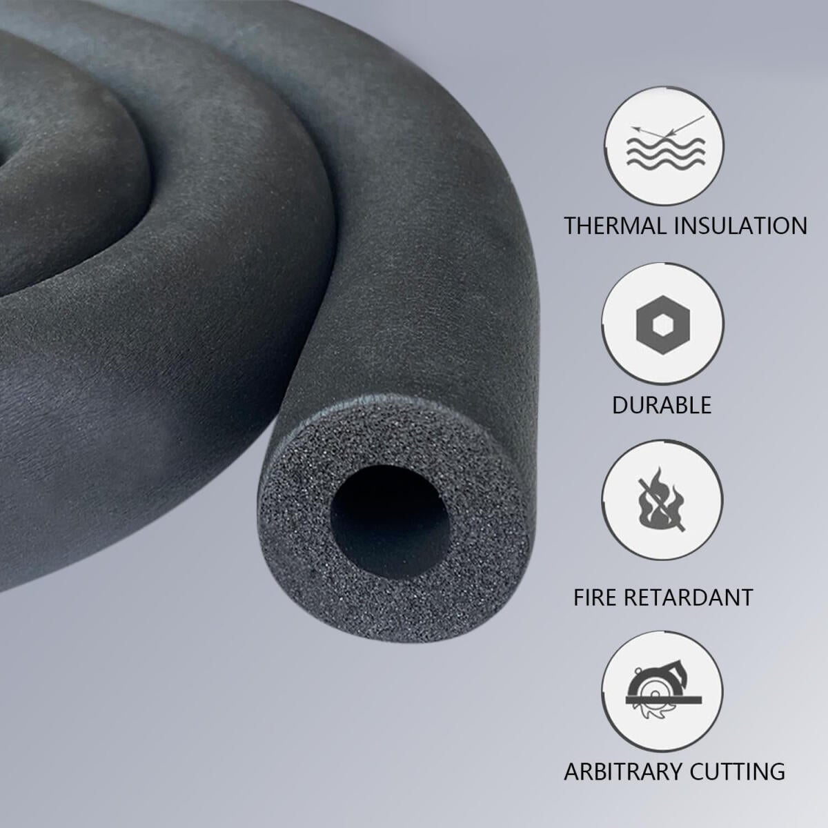 Tubo isolante para tubulações de aquecimento, 6 mm de diâmetro, 1,7 m de comprimento, tubo isolante para tubulações de ar condicionado. - 3