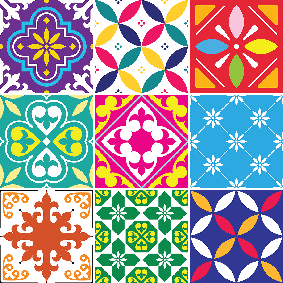 9 adesivi piastrelle azulejos lidwina - Sticker adesivo - adesivi murali - 9stickers20x20cm - 2