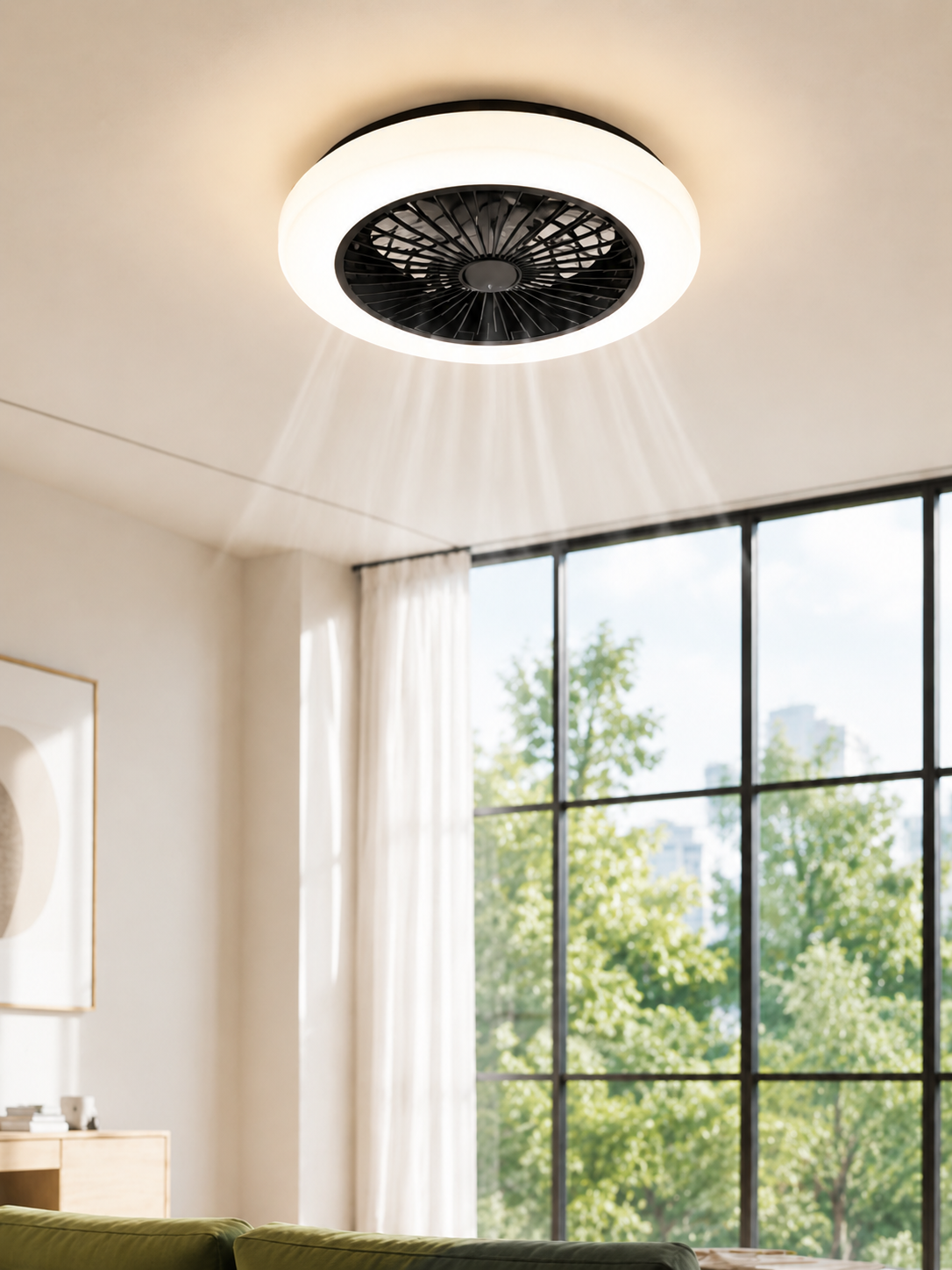 NETTLIFE Lampowentylator LED 40W Cichy z Pilotem, Ściemnialny, 6 Prędkości, Timer, Nowoczesna Lampa Sufitowa do Salonu i Sypialni