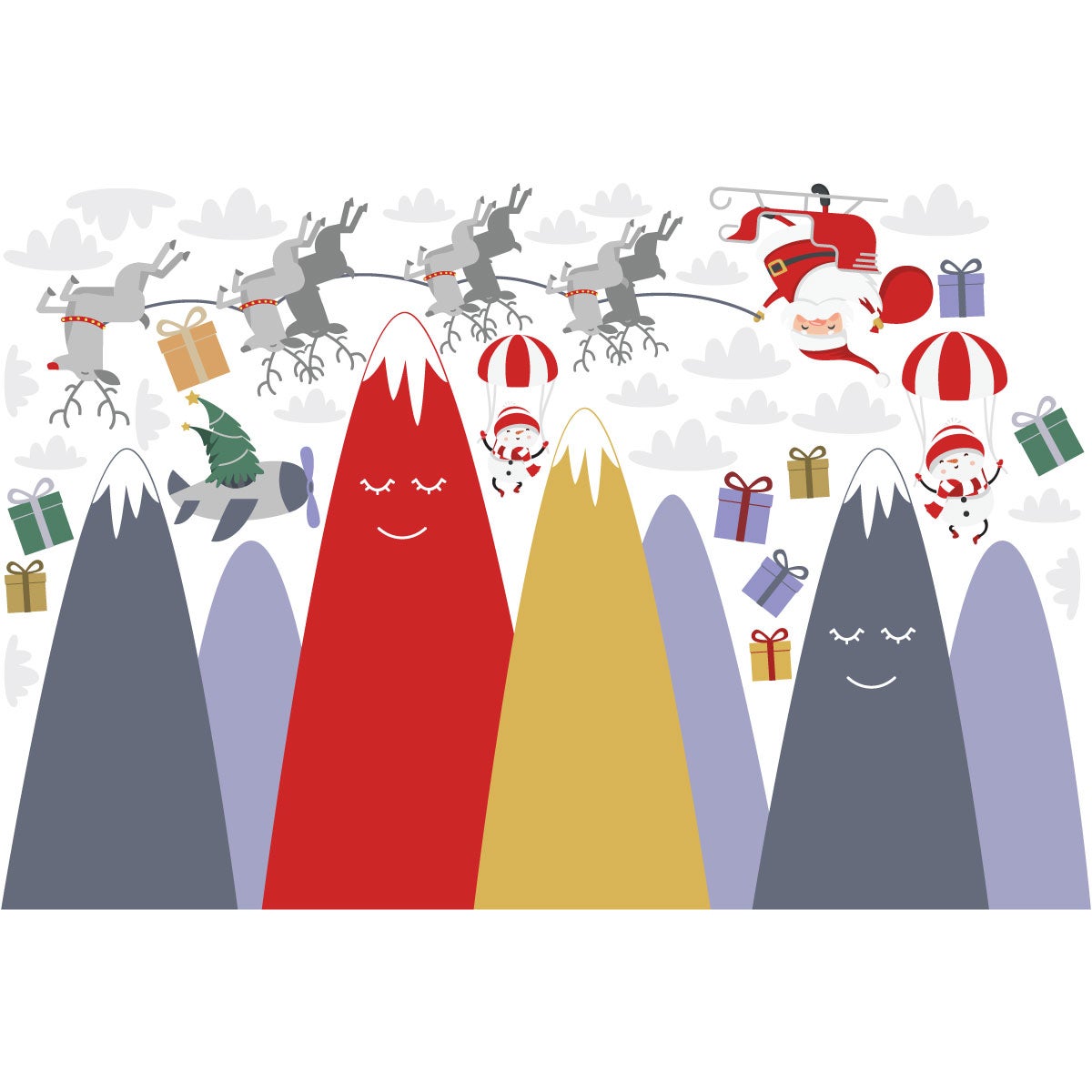 Pegatinas de Papá Noel en las montañas escandinavas - adhesivo de pared - revestimiento sticker mural decorativo - 70x105cm - 4