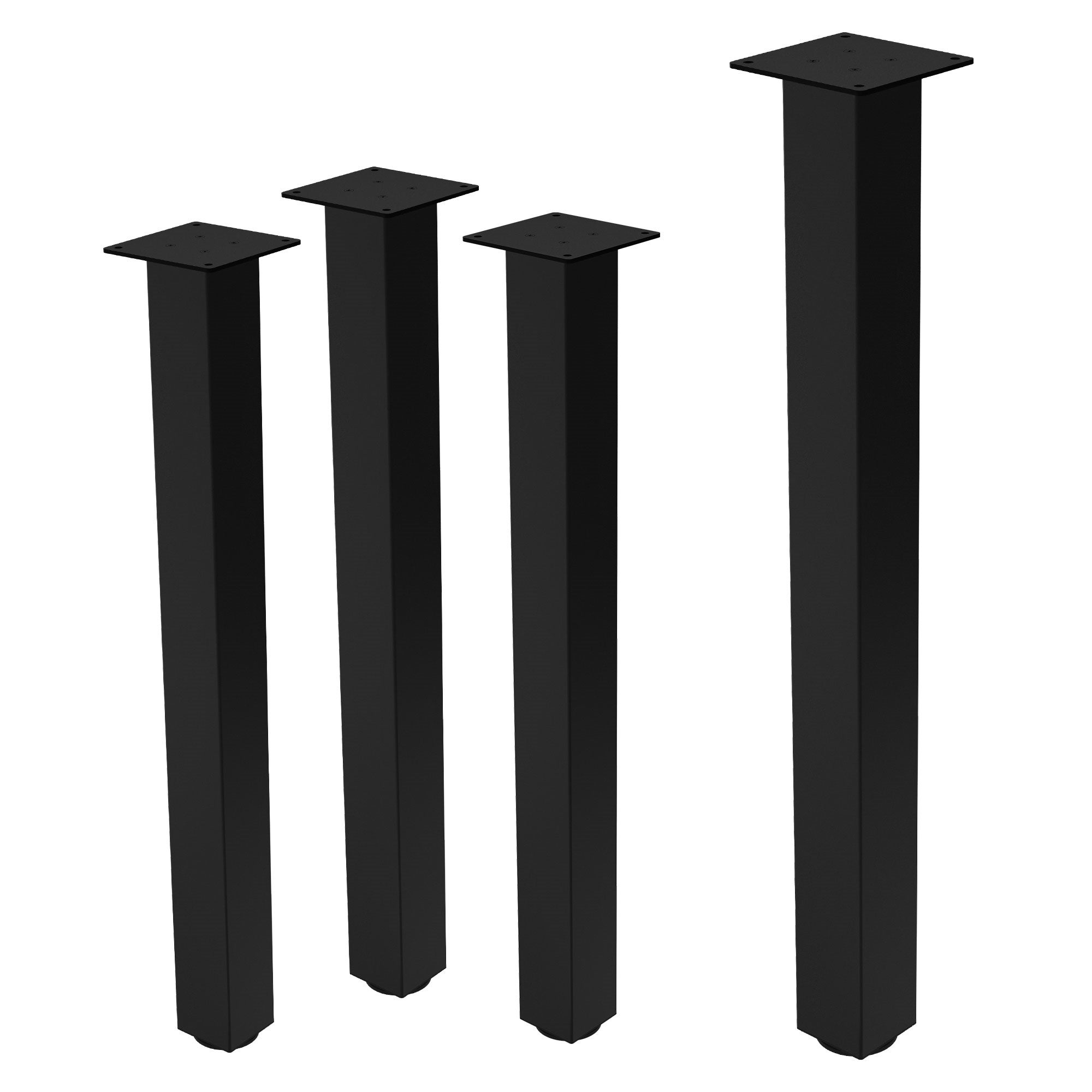 ML-Design zestaw 4 nóg stołowych I-Design 90 cm stal pokryta proszkowo czarny regulowane profil 8x8 cm do stolików biurek i blatów roboczych
