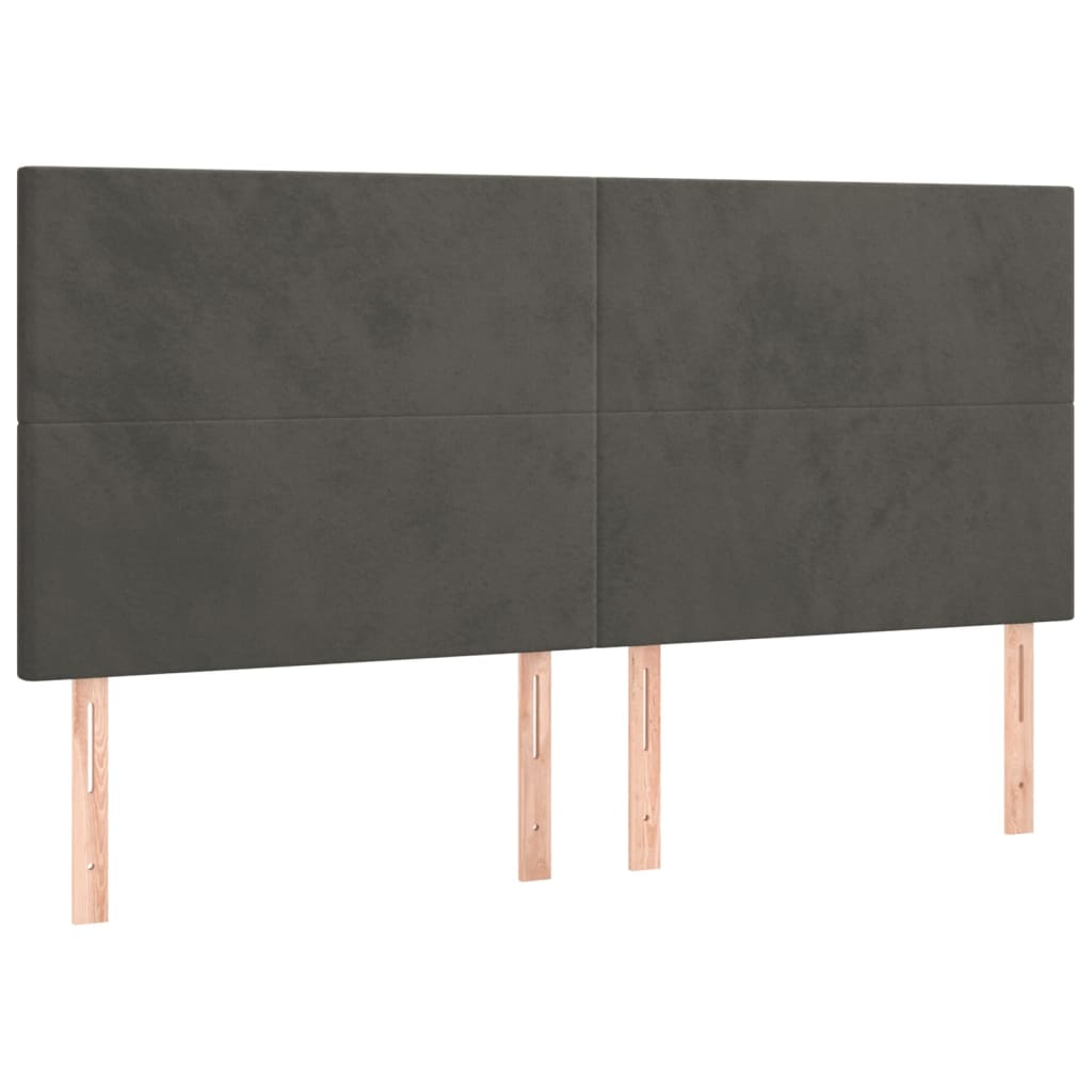 Cadre de lit sans matelas gris foncé 200 x 200 cm en velours - 9