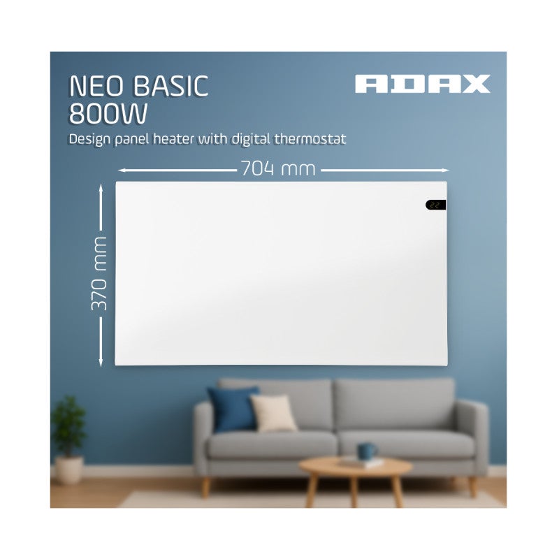 Radiateur électrique ADAX - Blanc - 800 W - 70,4 x 37 x 9 cm - Neo Basic NP08 KDT - 4