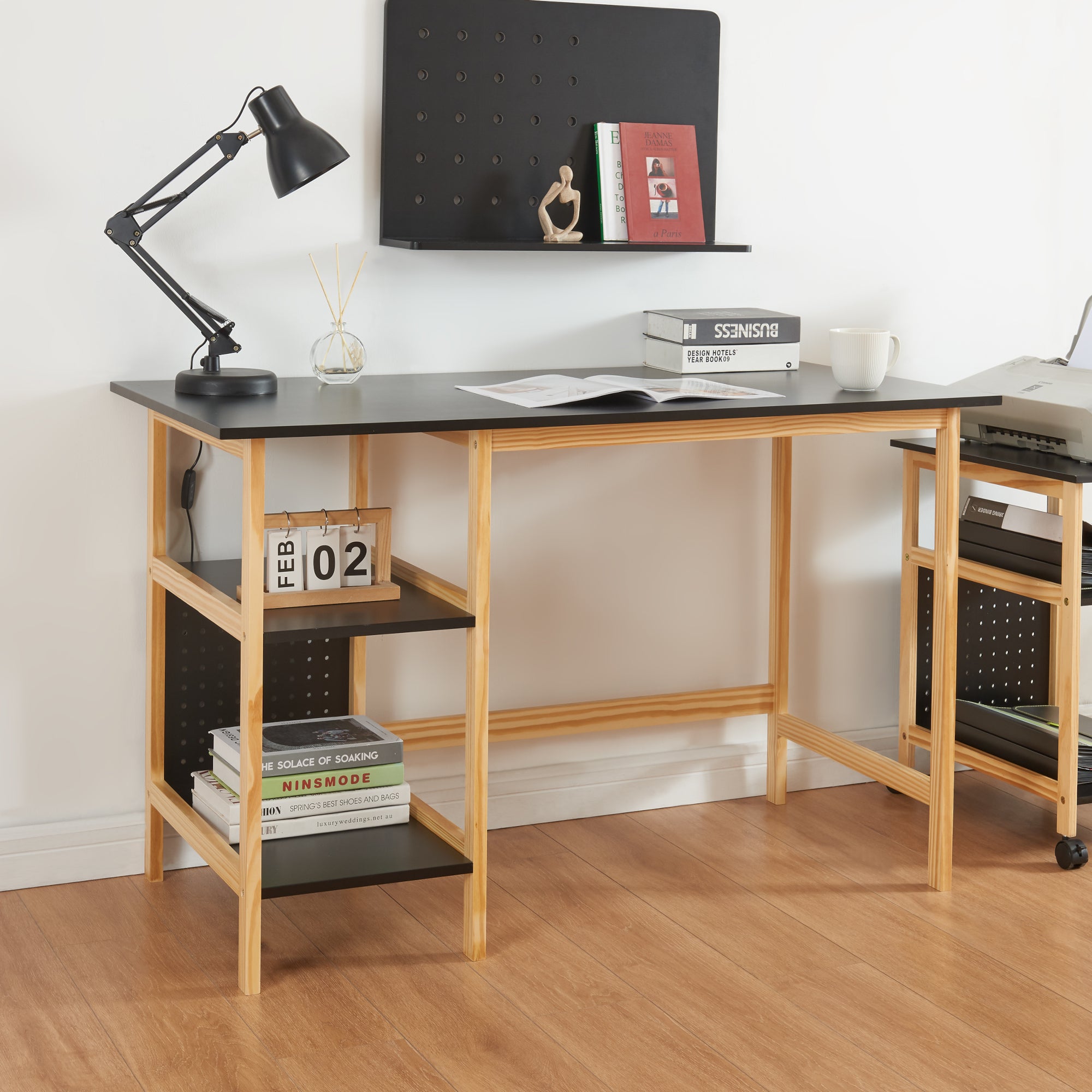 Bureau Industriel LuxHome 120x60x75 Cm – 2 étagères – Métal Et Bois – Neuf