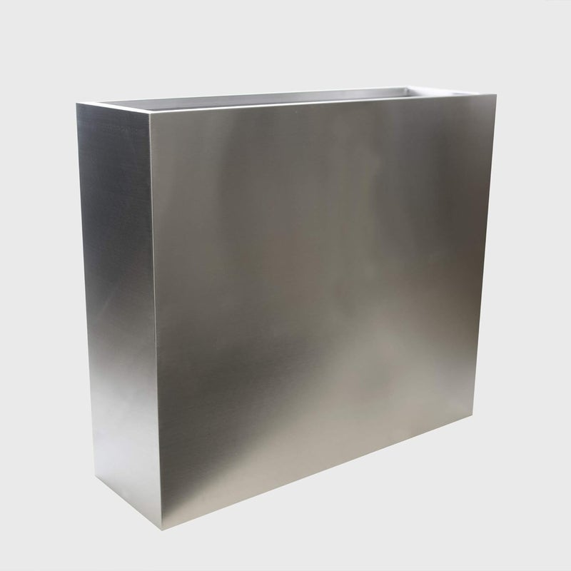 Köhko® designerska podwyższona grządka ze stali nierdzewnej Viva 72 x 17 x 62 cm | matowa szczotkowana rynna na rośliny kwadratowa i duża