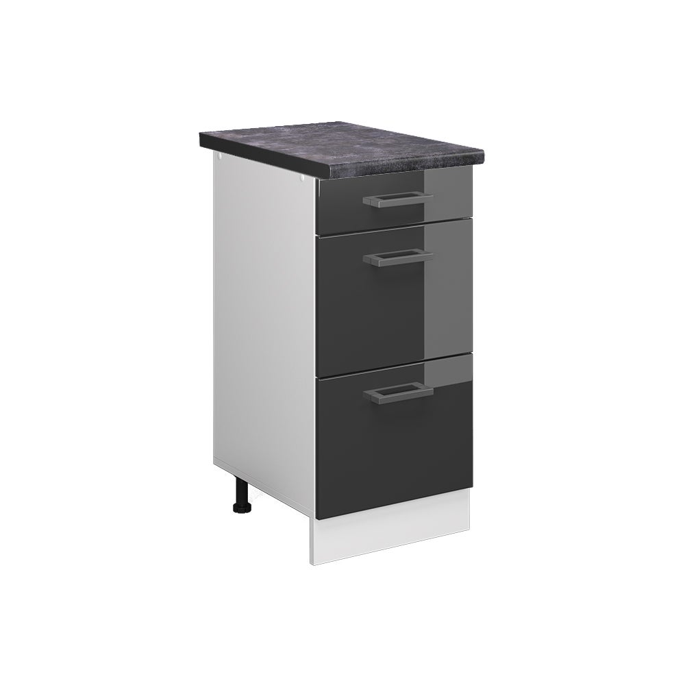 Vicco Szafka dolna do kuchni R-Line, Antracyt wysoki połysk, 40 cm z szufladami, BP Antracyt