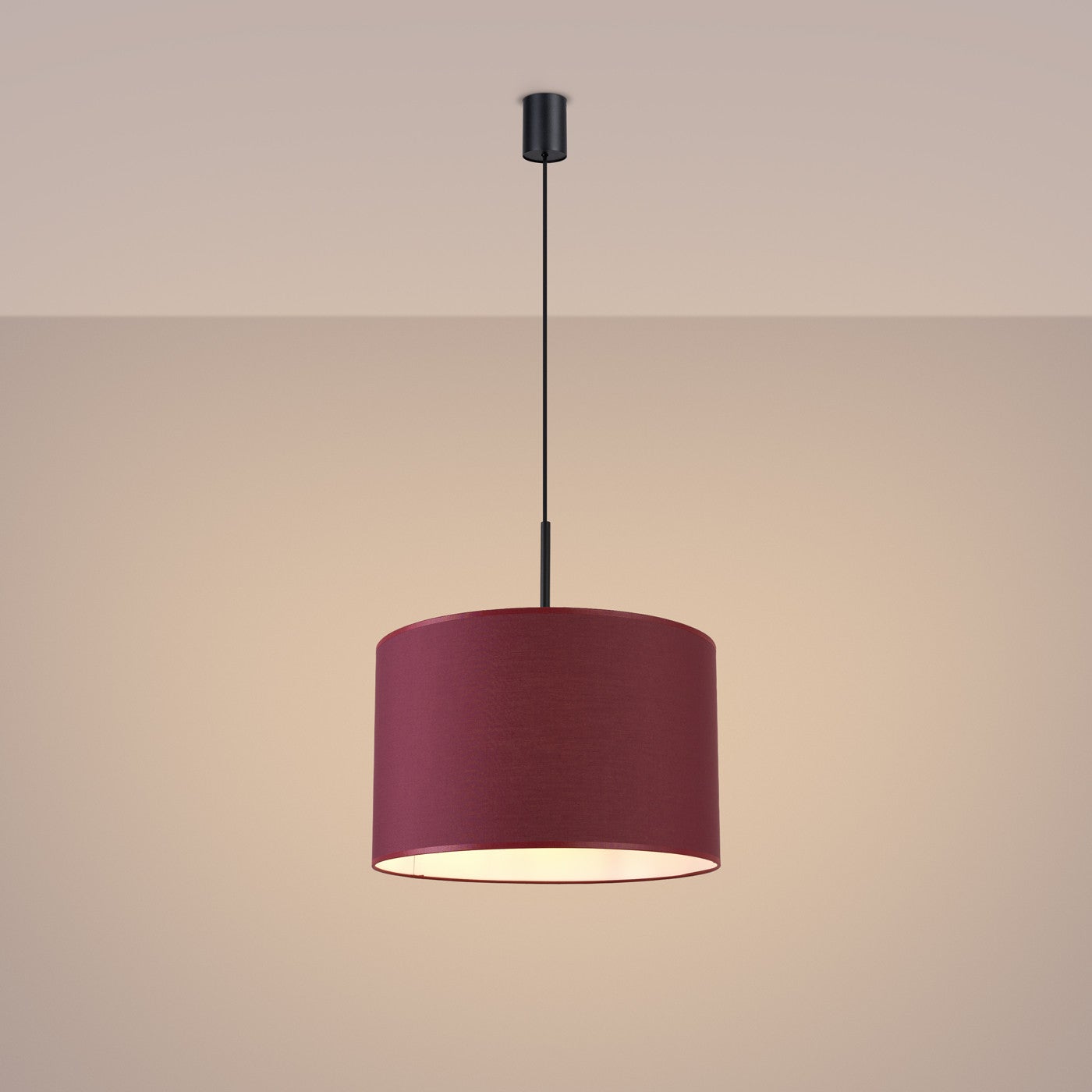 Lampa sufitowa z abażurem NEVIA burgondowo-czarna 1xE27x40W tkanina wym:137x40x40cm IP20 Sollux Lighting - 4