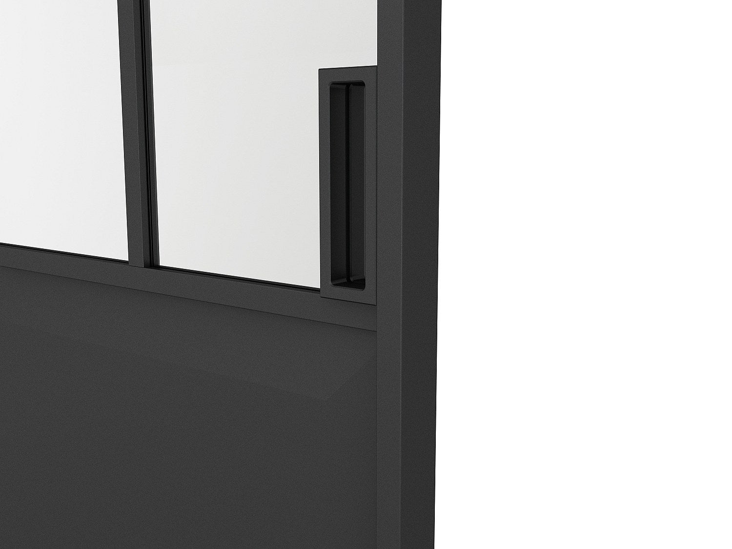 Porta scorrevole atelier con sistema a incasso H205 x L83 cm Nero e Vetro temperato smerigliato - ARTISTO II - 4