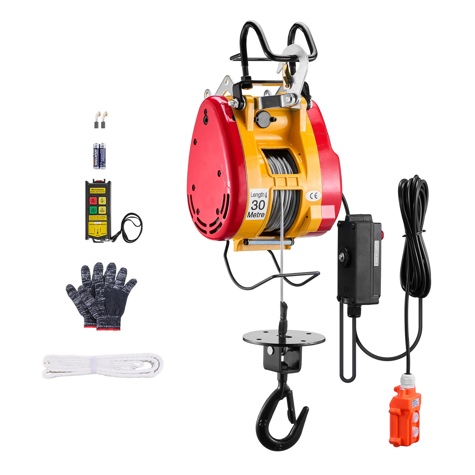 Palan électrique VEVOR 2 en 1,500 kg,treuil portable 1500 W,hauteur 30 m,vitesse 11 m/min,télécommande,garage,entrepôt,usine - 9