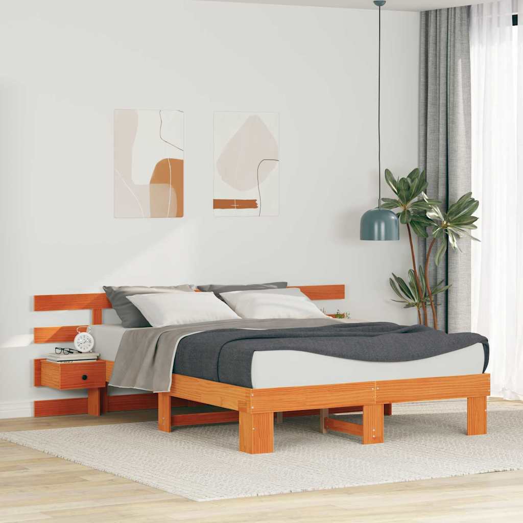 Ramka łóżka Brązowy 150 x 200 cm Lite drewno sosnowe vidaXL