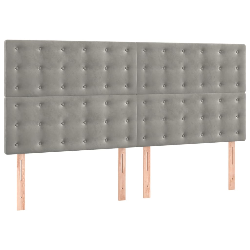 Cadre de lit sans matelas gris clair 160 x 200 cm en velours - 8
