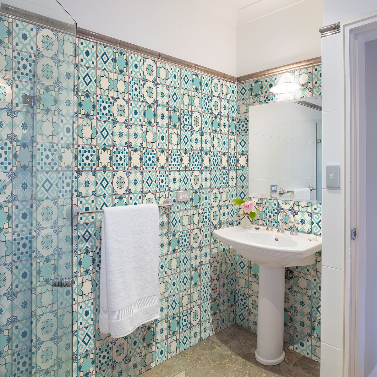 60 vinilo baldosas azulejos vinciano - adhesivo de pared - revestimiento sticker mural decorativo - 60stickers20x20cm
