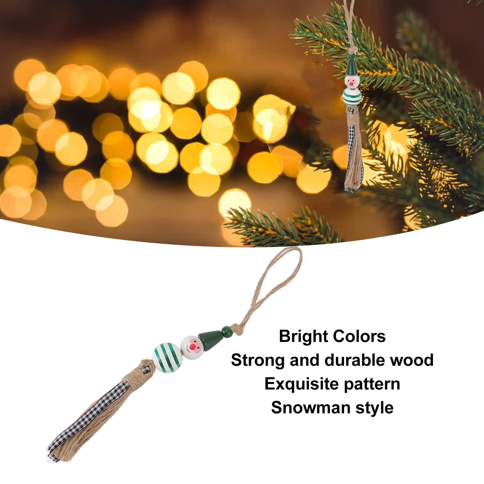 5 peças de contas de madeira de natal, contas de madeira de artesanato de natal de 7,1 polegadas, artesanato de natal - 2