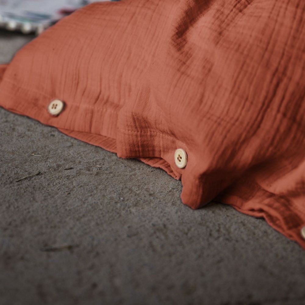 Housse de couette 220x240 Gaze de Coton Terracotta - 3