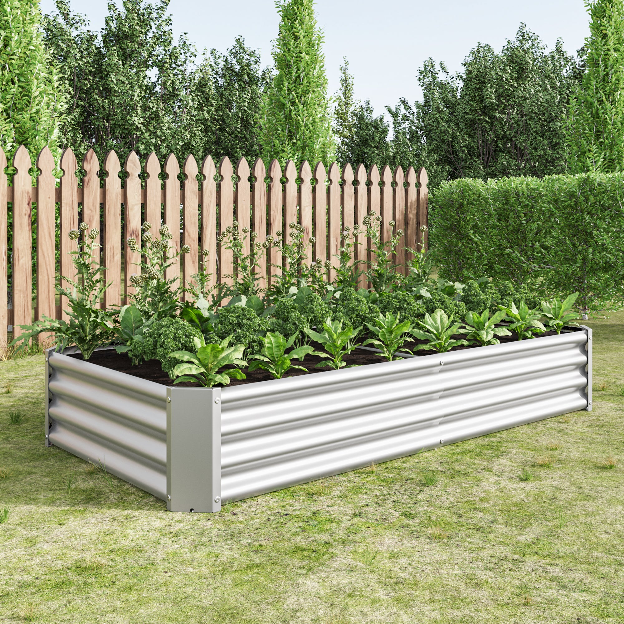Bac potager surélevé anthracite en acier galvanisé, fond ouvert, antirouille, pour légumes, herbes et fleurs - 2