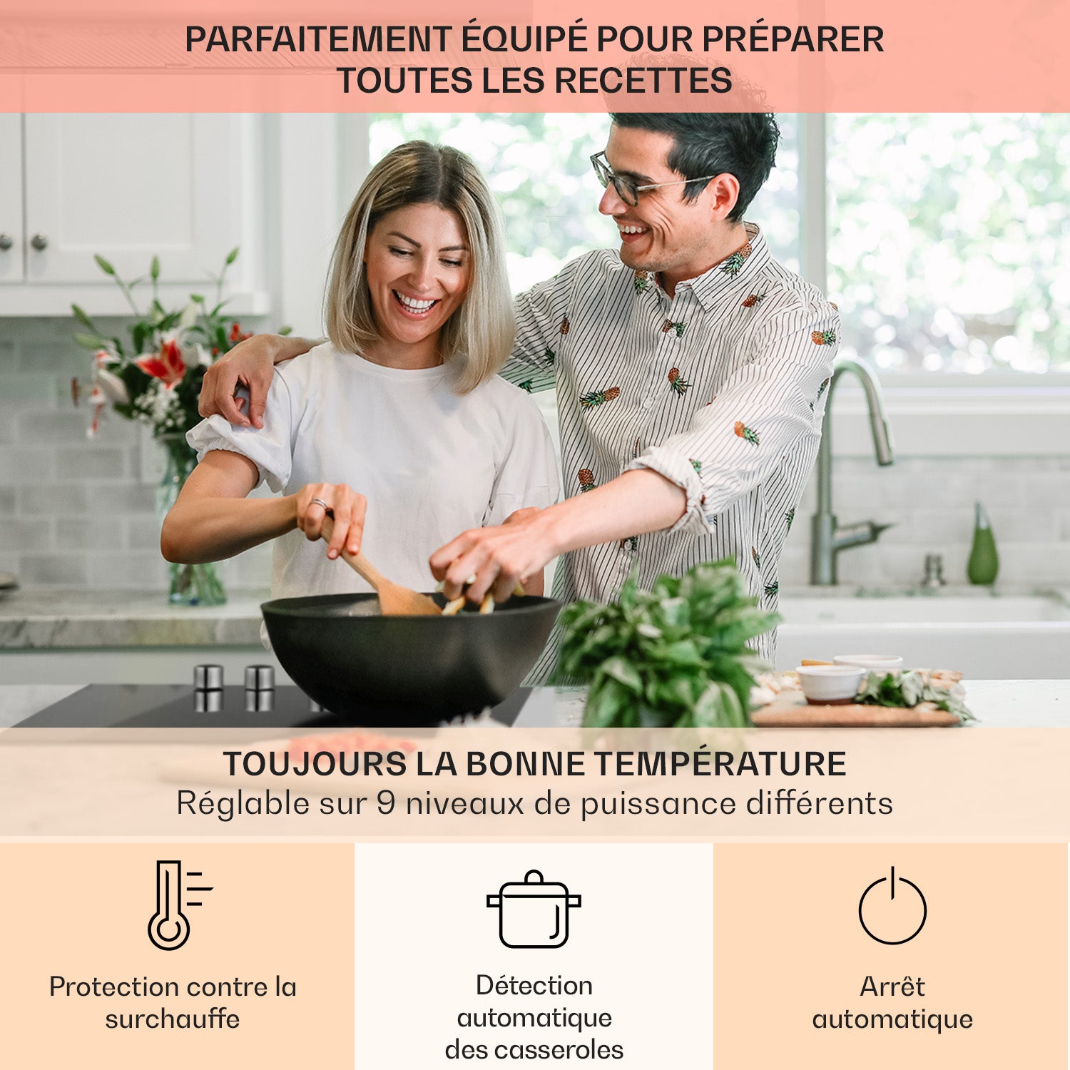 Klarstein Kochheld Plaque de cuisson à induction double 6000W réglage avec bouton rotatif verre Noir - 5