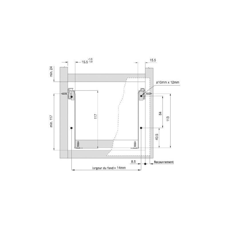 Côtés de tiroirs sortie 3/4 - haut 117 - Longueur : 450 mm - HARN - 3