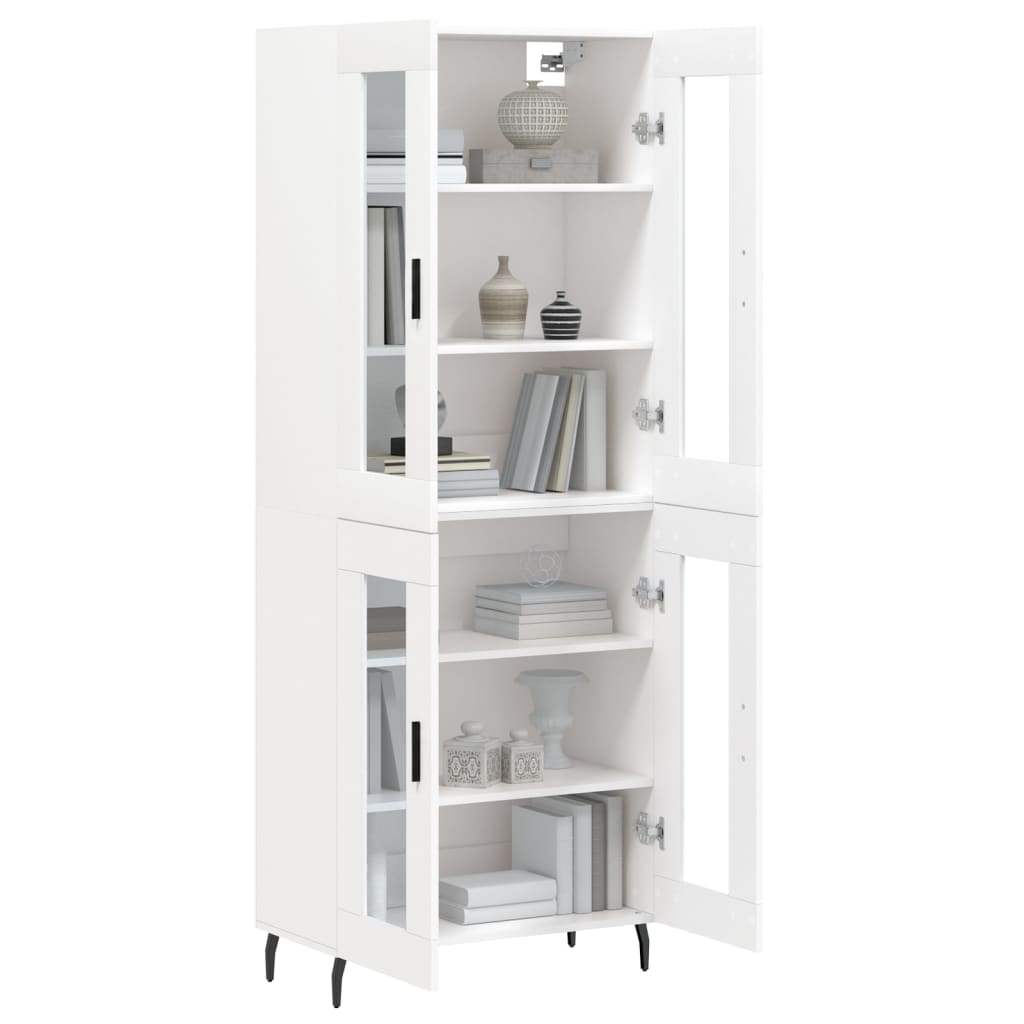 Buffet haut Blanc 69,5x34x180 cm Bois d'ingénierie - 3