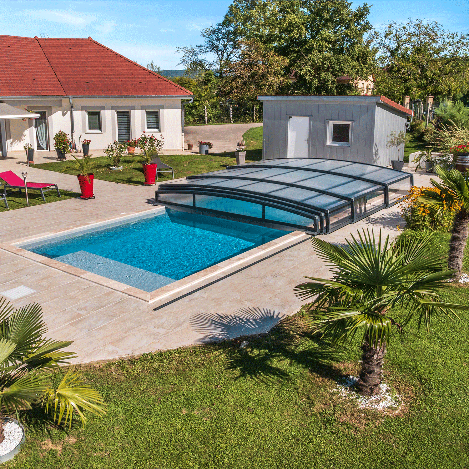 Abri piscine MONTEO 5 voûtes - 10,50 x 4,80 m - 3