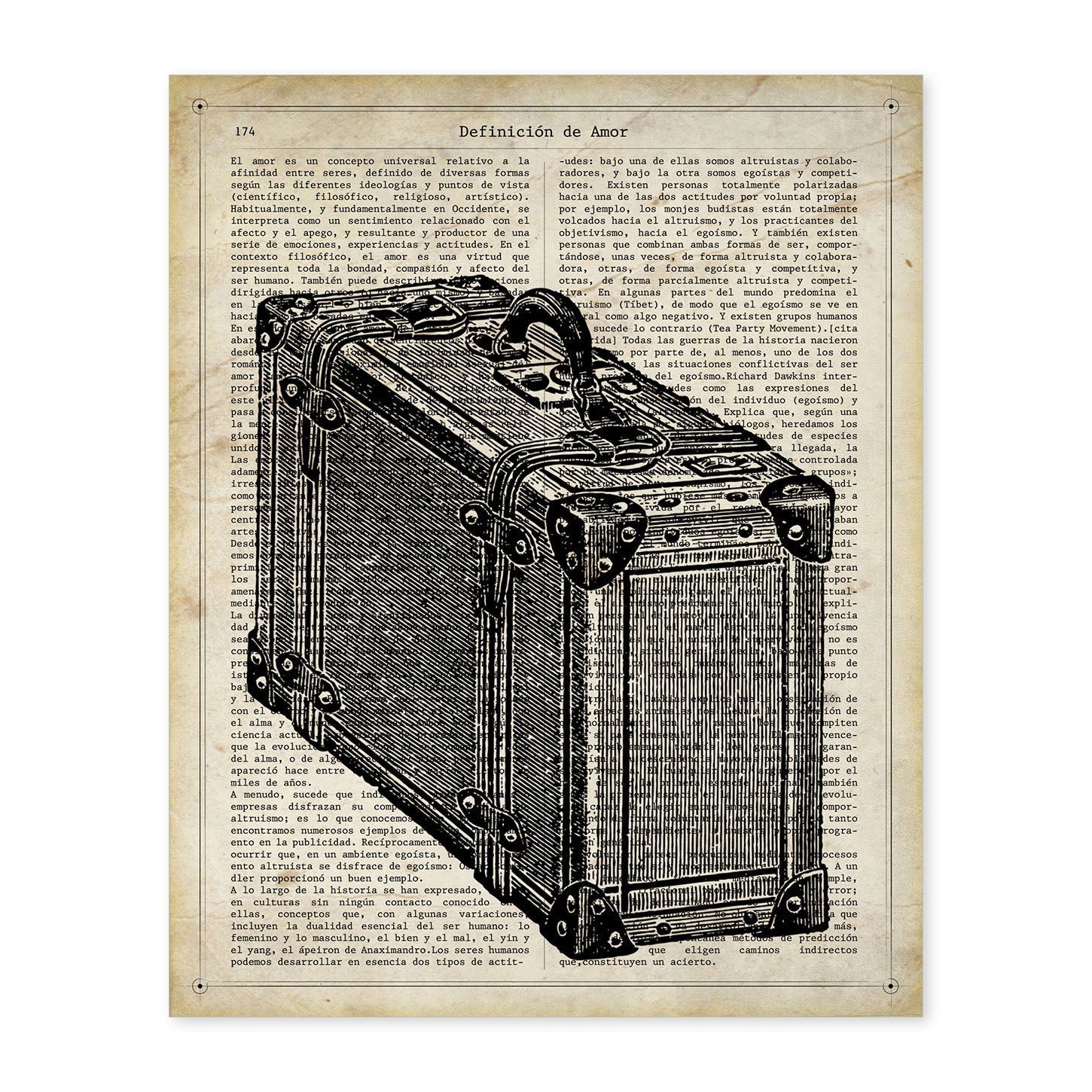 Affiches D'objets Vintage La Lame De Valise Vintage Avec Des Images D'objets Et D'instruments Vintage, Avec Des Définitions En Espagnol Cadre Noir A4 - 2