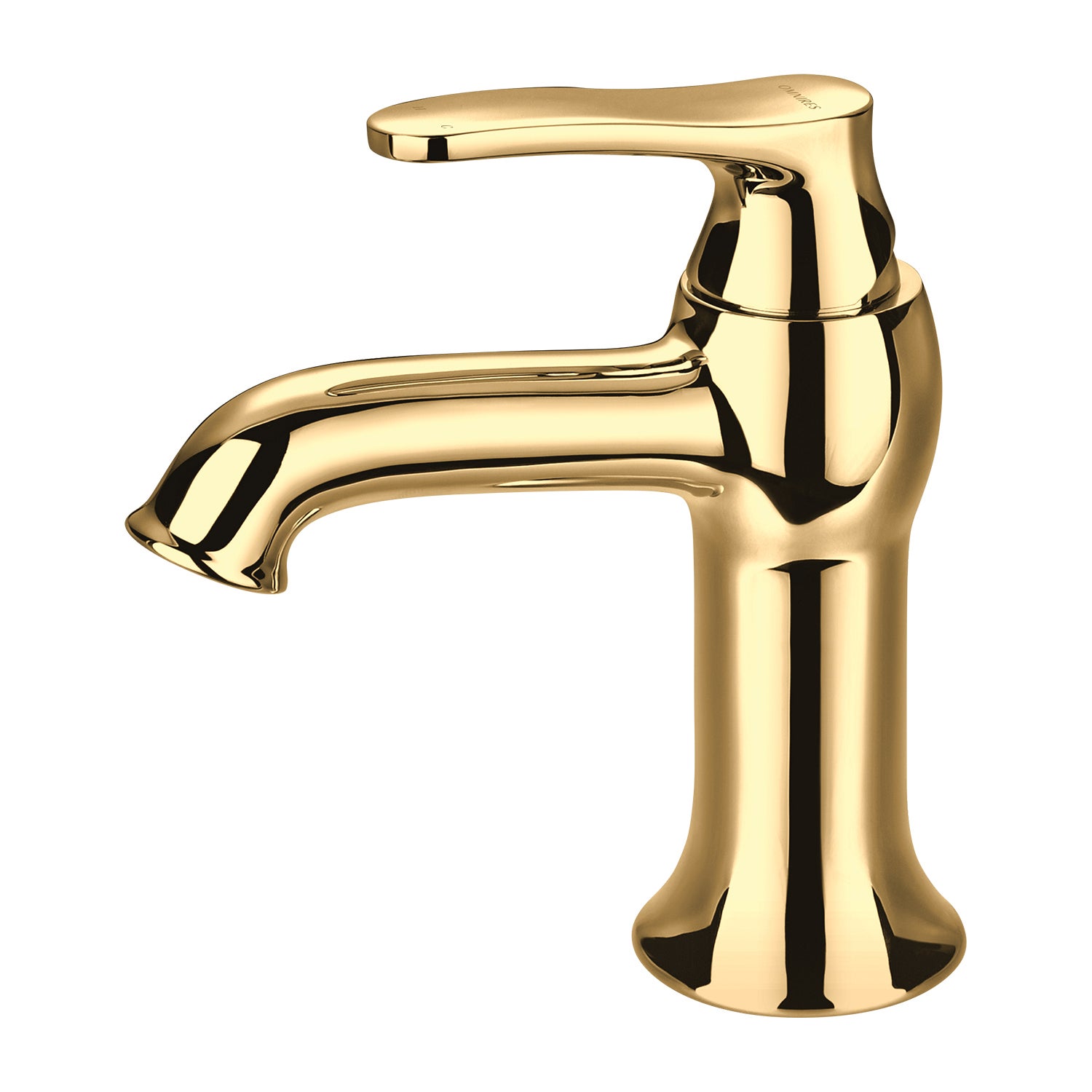 Mezclador lavabo bajo art deco, 16 cm, con tapón clic-clac, color: oro