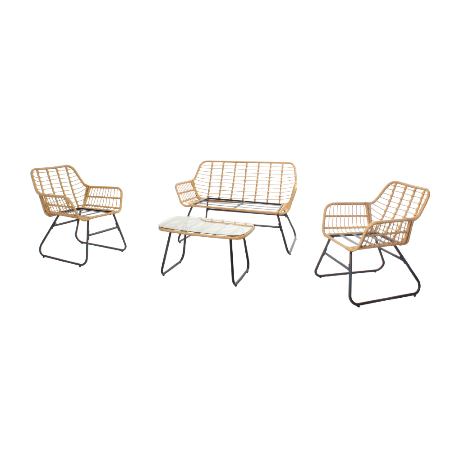 Salon bas de jardin en Acier Marron 4 personnes - 3