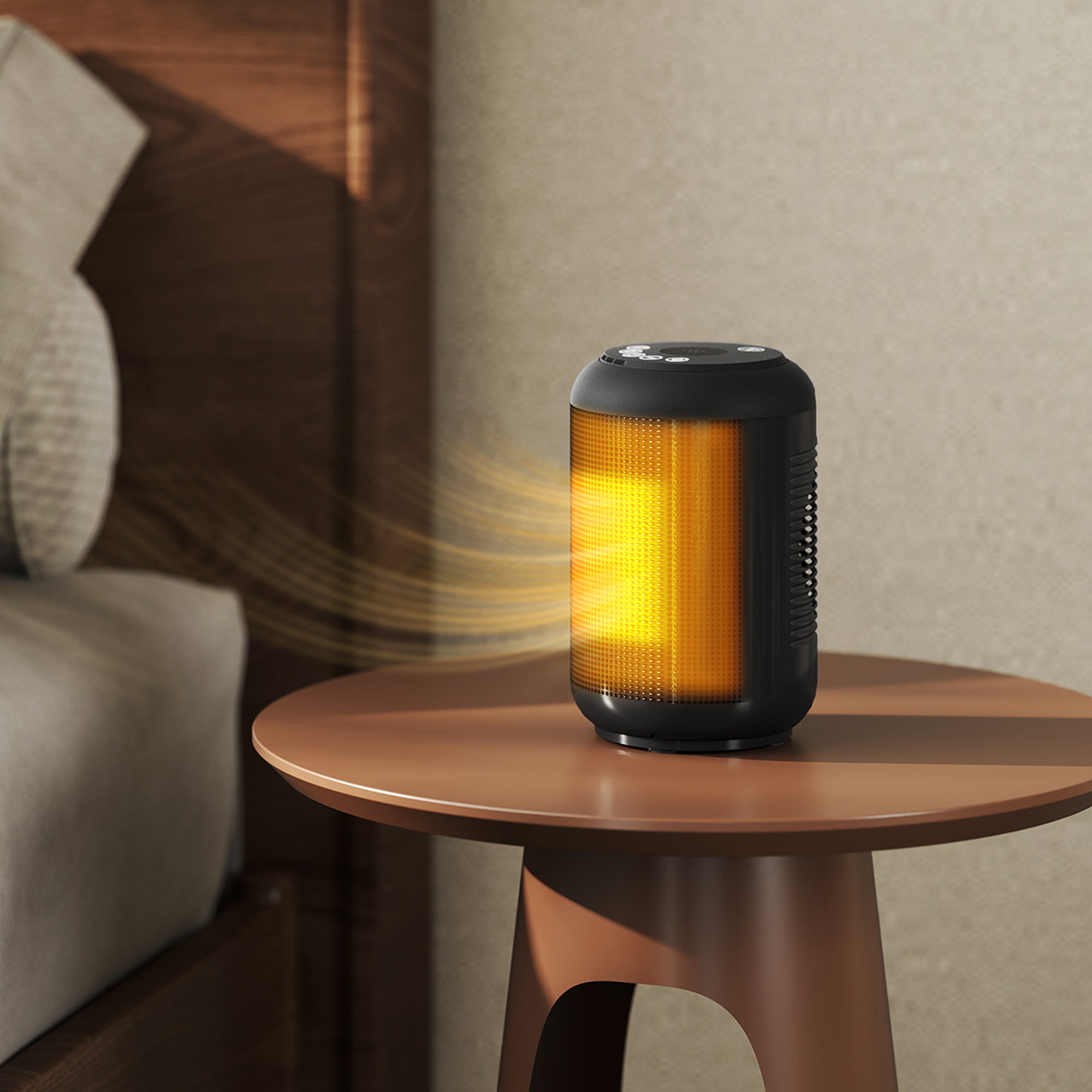 Chauffage soufflant 1500 W, 3 modes, minuterie 24 h, protection anti-basculement et anti-surchauffe, 14 x 14 x 21,5 cm, noir - 3