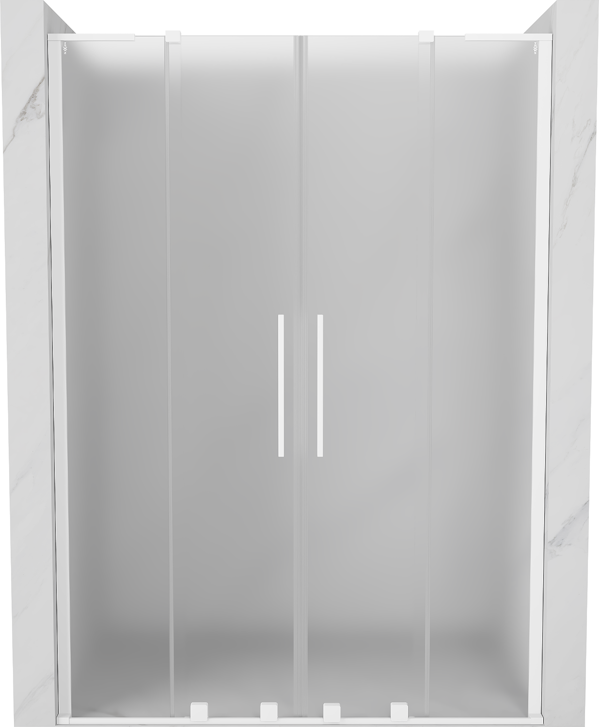 Mexen Velar L Duo drzwi prysznicowe rozsuwane 150 cm, szron, białe - 871-150-003-32-20