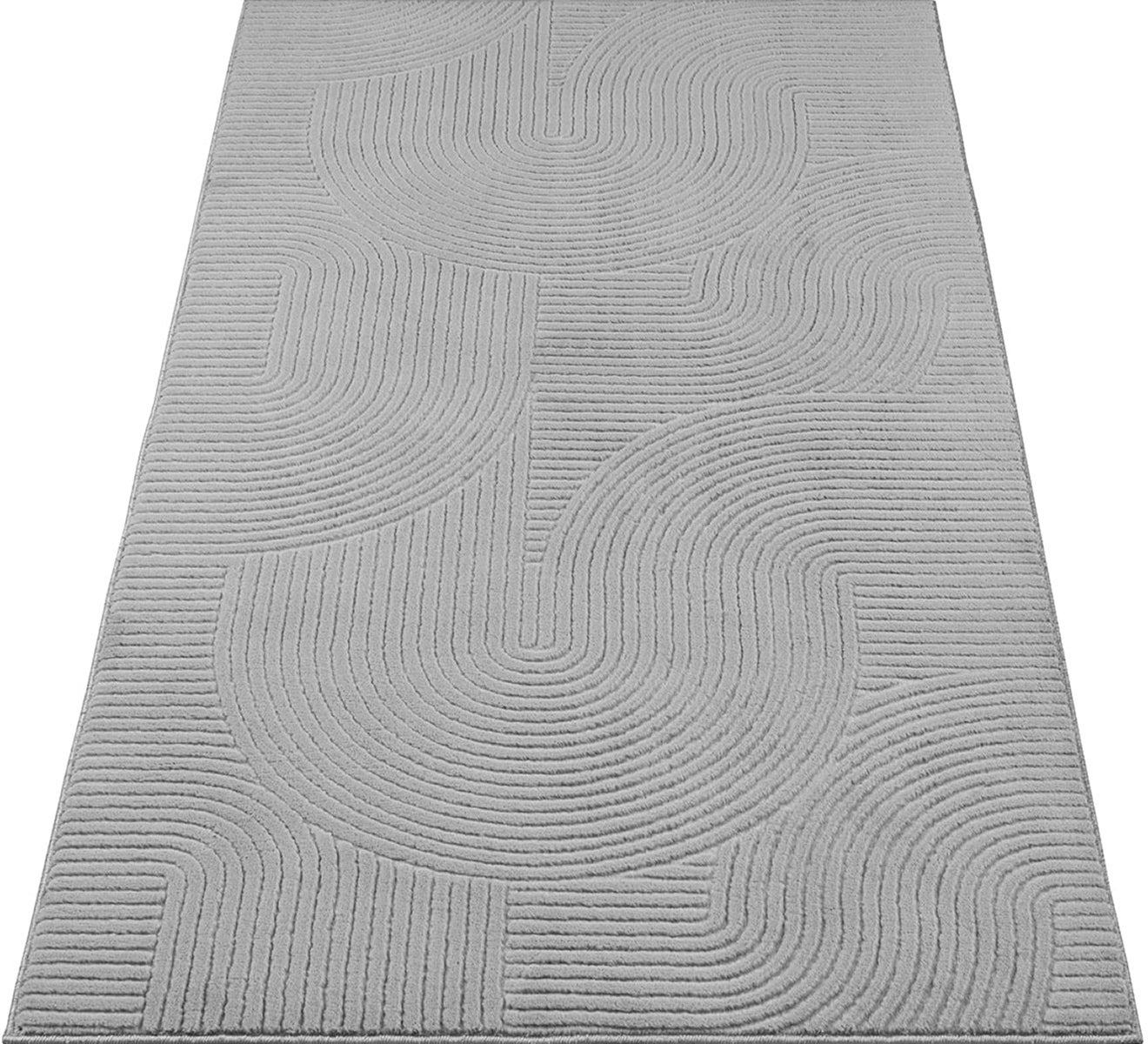 the carpet Rio tapis de salon moderne et doux avec dos antidérapant et aspect 3D, Gris, 80 x 150 cm - 2