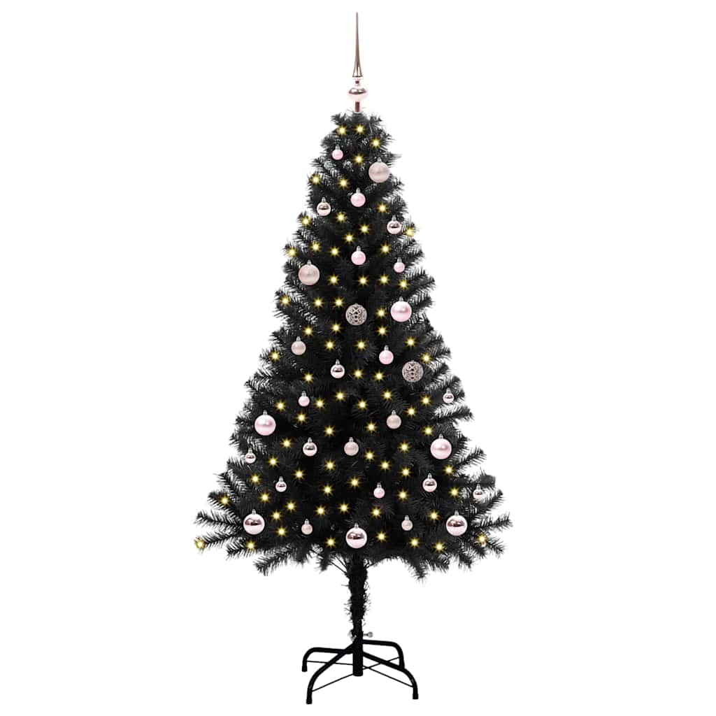 Albero Di Natale Artificiale 150 Cm Con Luci LED Calde - Decorazione Moderna Per Interno Ed Esterno, Incluse Palline