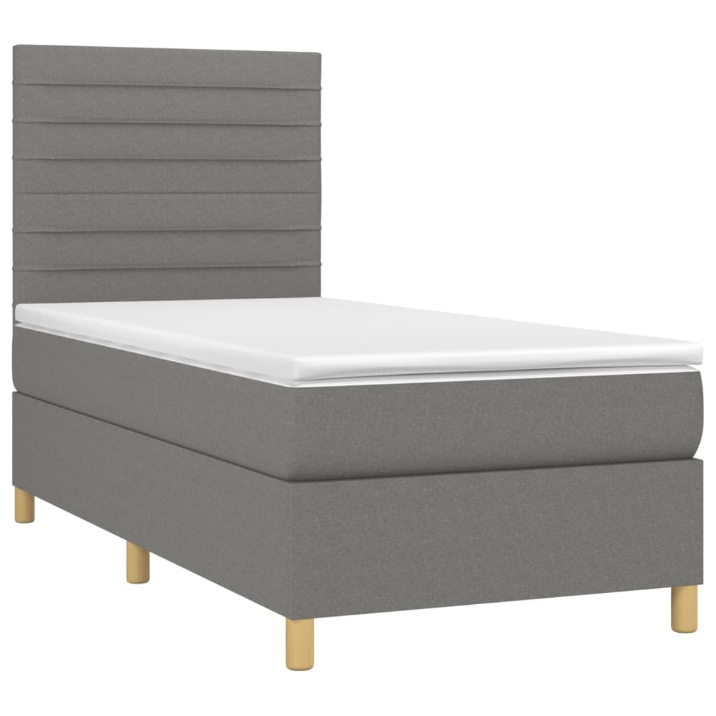 Maison Exclusive - Sommier à lattes de lit et matelas Gris foncé 90x190 cm Tissu - 3