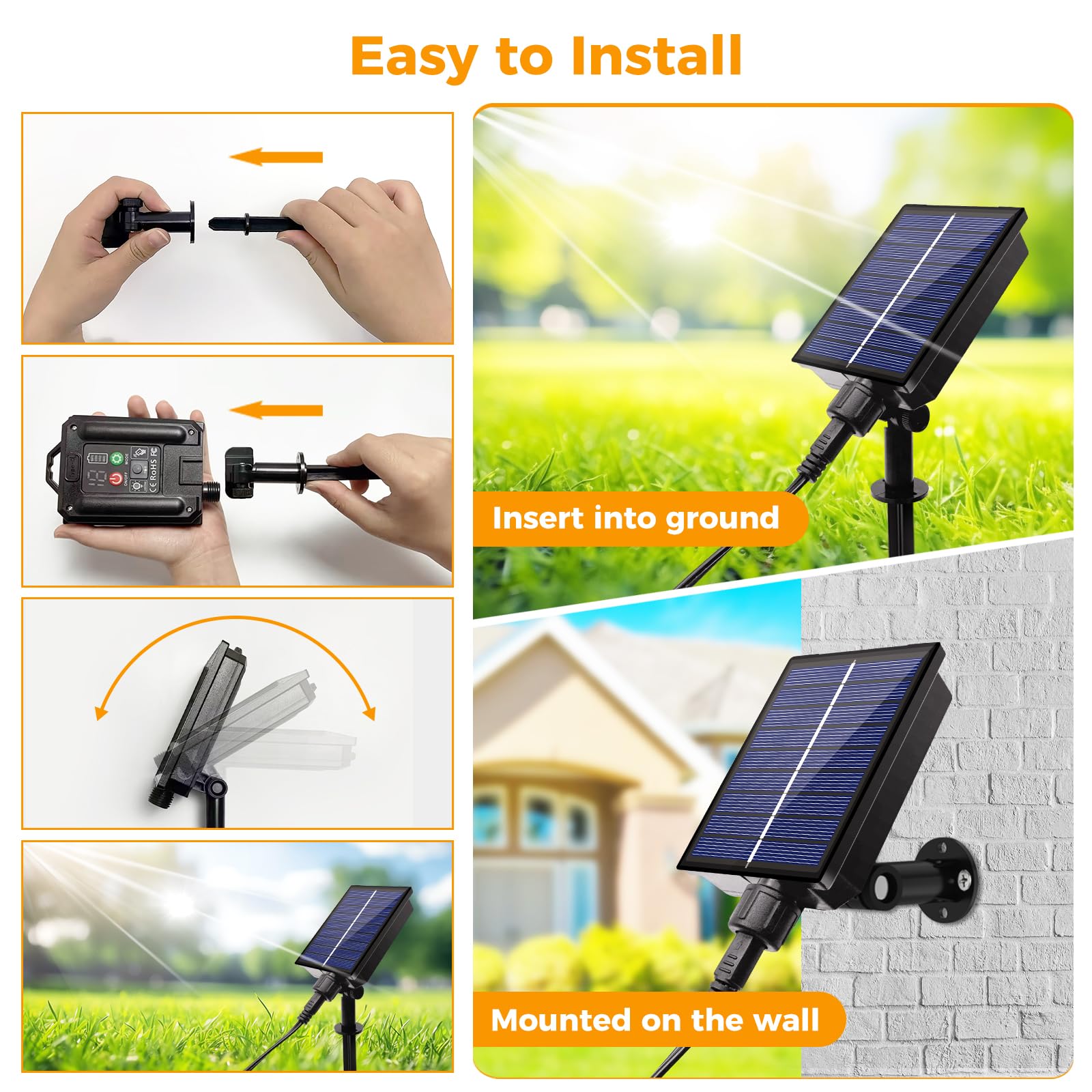 20PCS Guirlande lumineuse solaire d'extérieur 18 m, 30 ampoules + 1 G40, 8 modes, étanche IP44, pour jardin,balcon,pavillon,Noël(lumière chaude) - 7