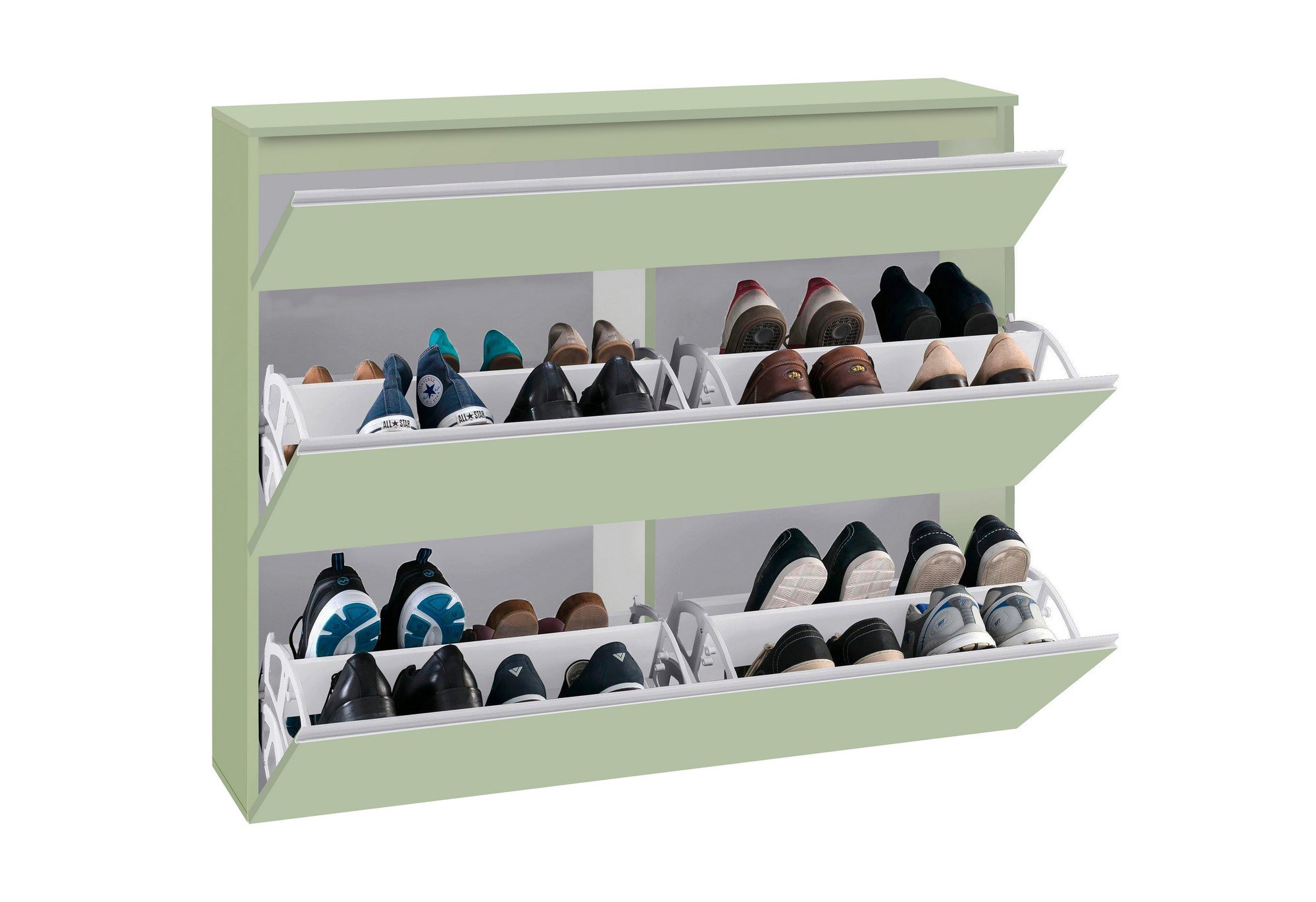 Scarpiera, 16 Paia 9 Ripiani, 120x26.5x108h cm Verde - Marconi - 5