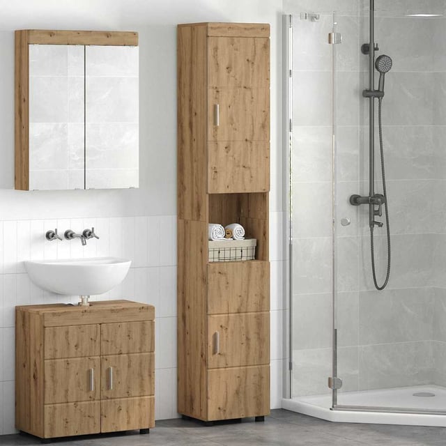 Mobile da Bagno TULUM rovere artigianale 37 x 31.5 x 203 cm vidaXL
