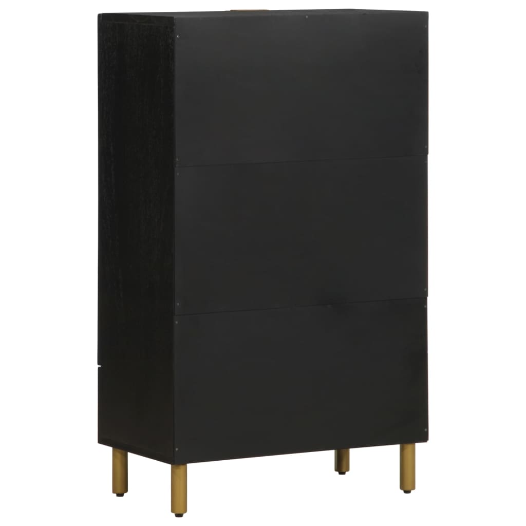 Aparador alto de madeira de engenharia preto 60x33x100 cm - COMFORTXL - 5