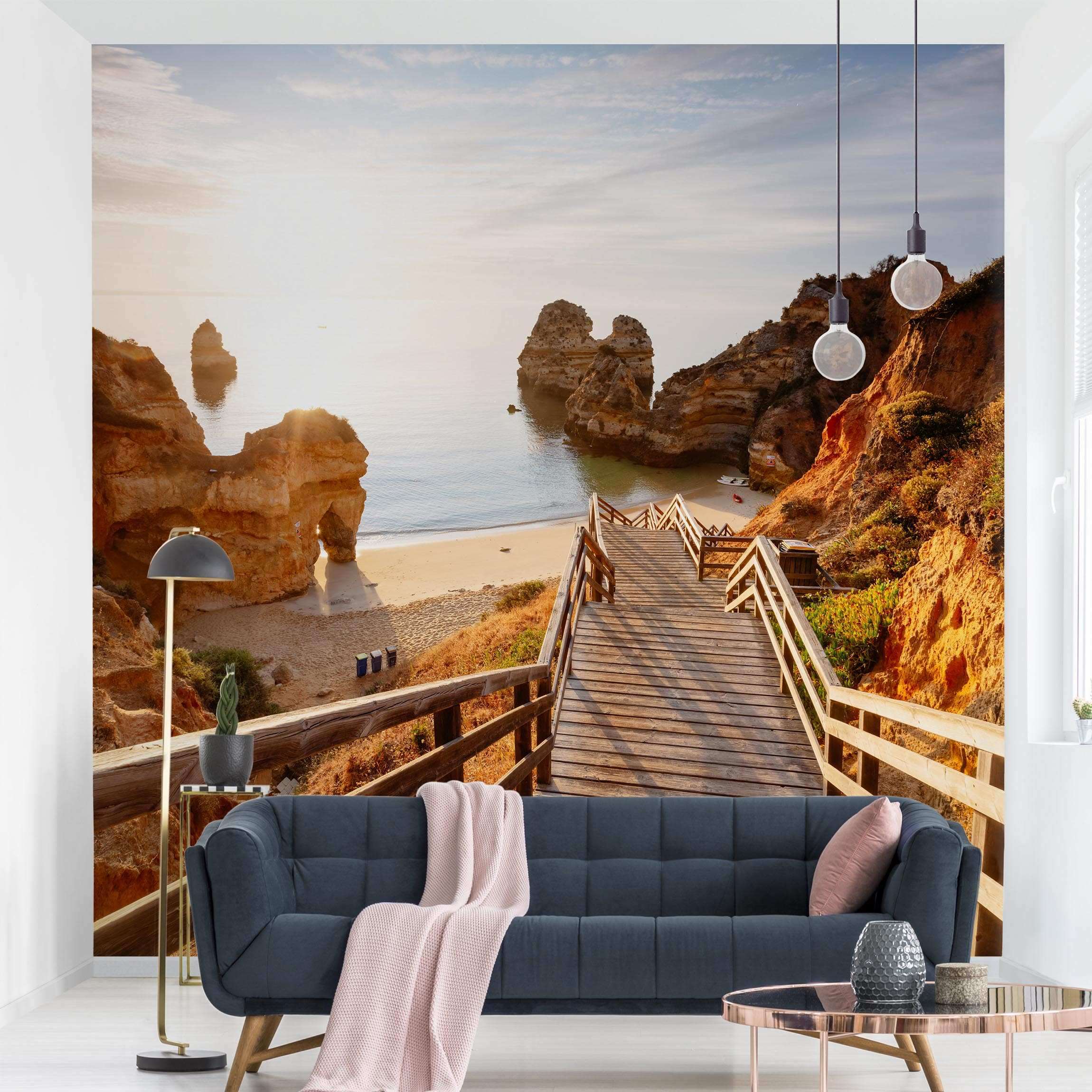 Papel pintado fotomural 3d naturaleza playa mar 363 - salón cuarto de baño - tnt 240 x 240 cm smart