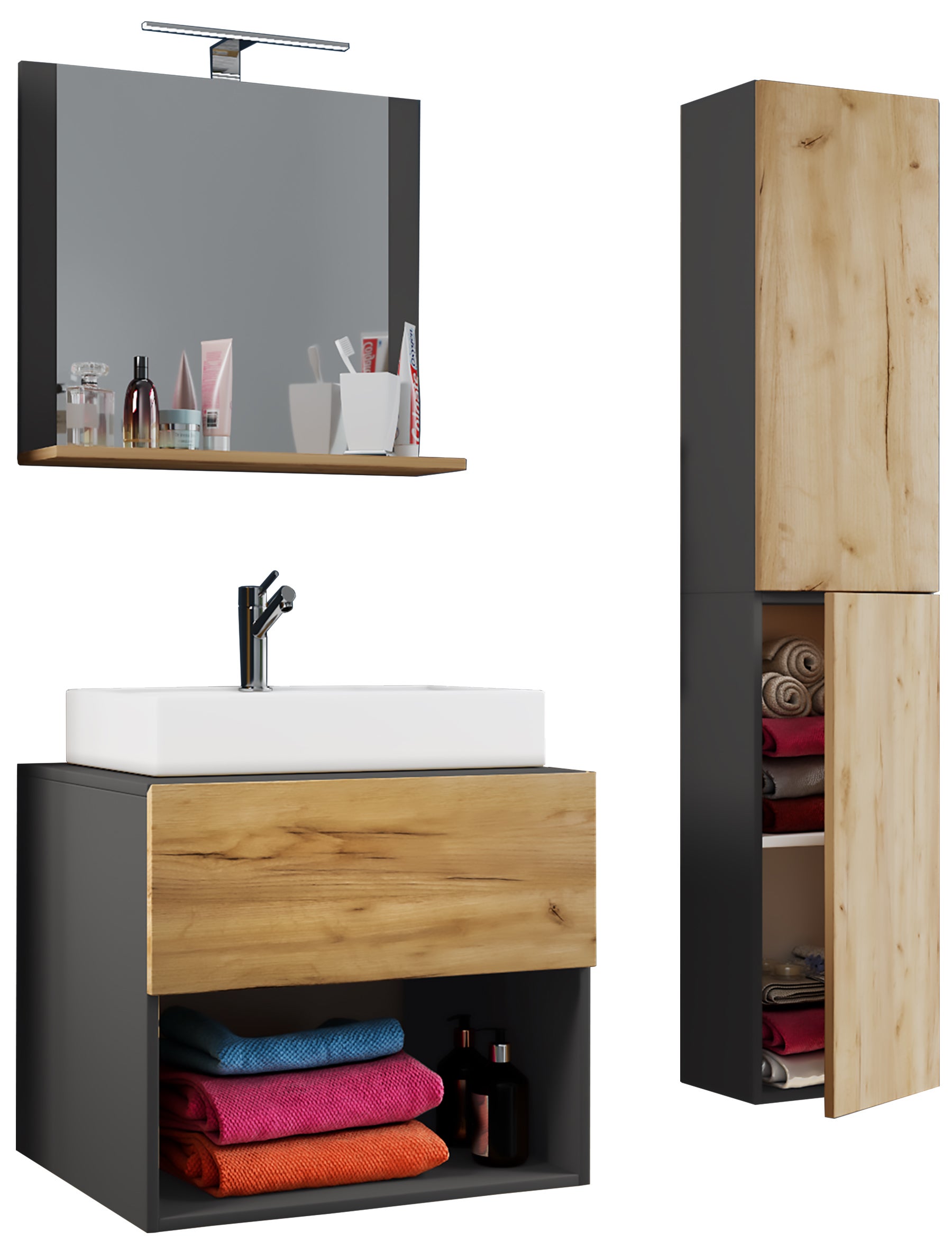 umywalka do mebli łazienkowych Lendas Antracyt / dąb miodowy 0