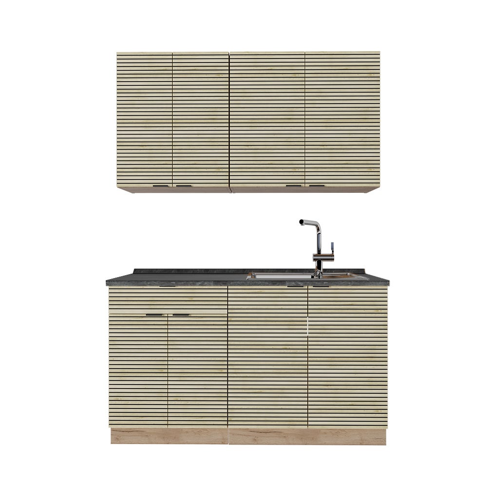 Vicco Pojedyncza kuchnia Fame-Line, Panel dębowy/dąb goldkraft, 140 cm , BP Antracyt