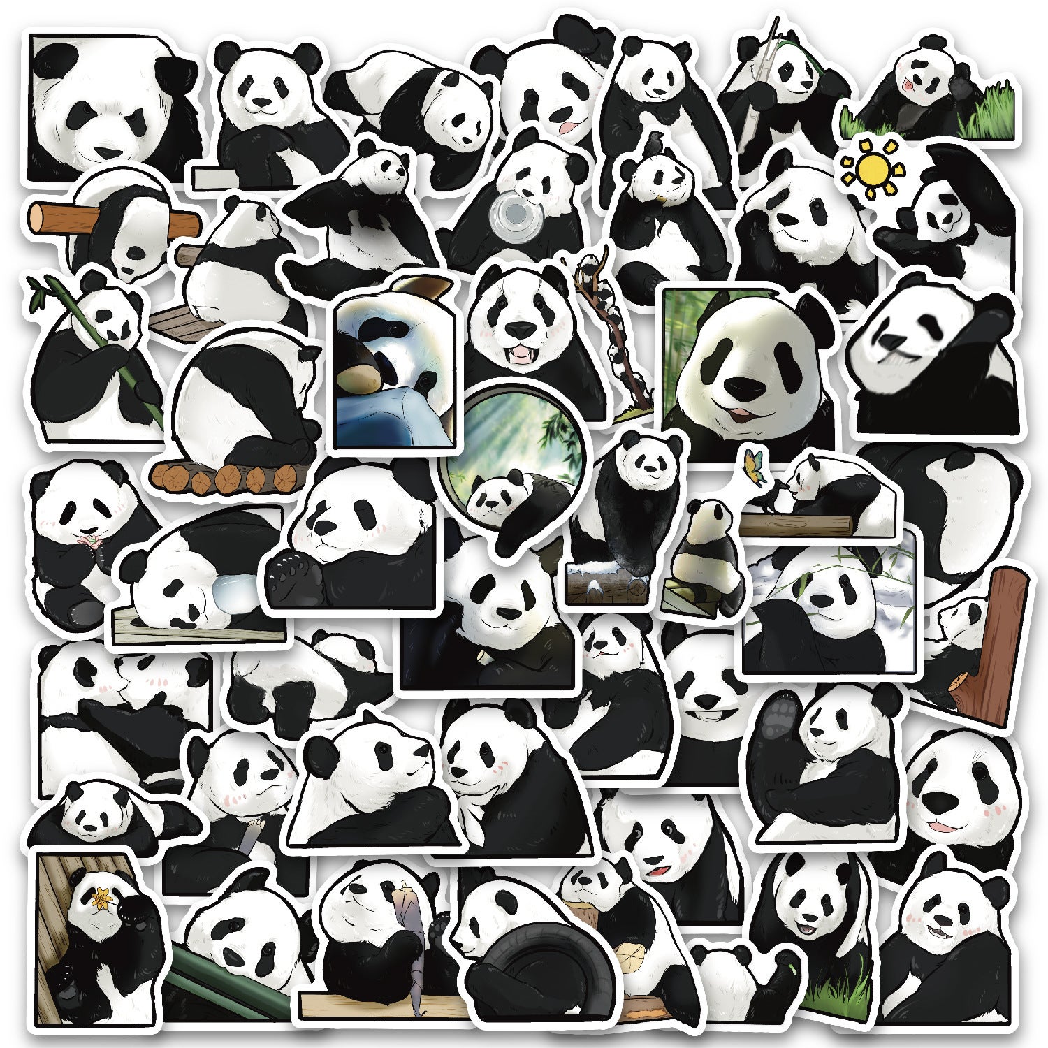 Cobee - Lot De 100 Autocollants Panda En Vinyle - Décoratifs Et Imperméables - Pour Laptop, Bouteilles, Etc.