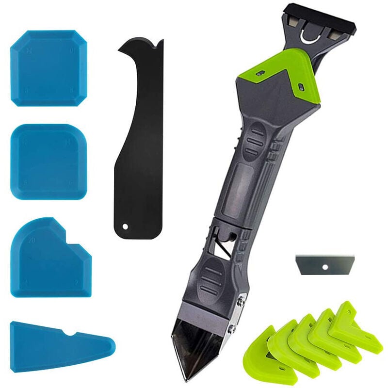 9 Pièces Kit De Lisseur Joint Silicone, Boule En MéTal Outil D'étanchéIté, Grattoir à Bille Métallique, Grattoir à Outils Ensemble, Outils De Calfeutrage Pour Salle De Bain, Cuisine Et Plus Encore
