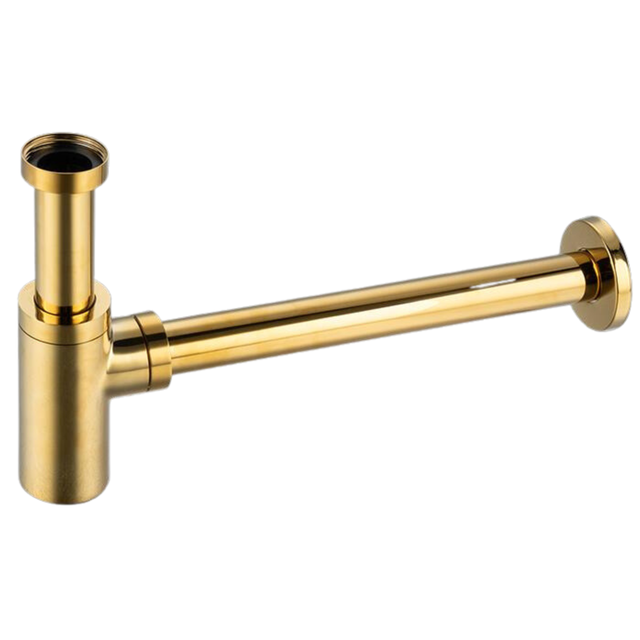 BALNEO - siphon de lavabo rond en laiton doré - siphon de salle de bain moderne