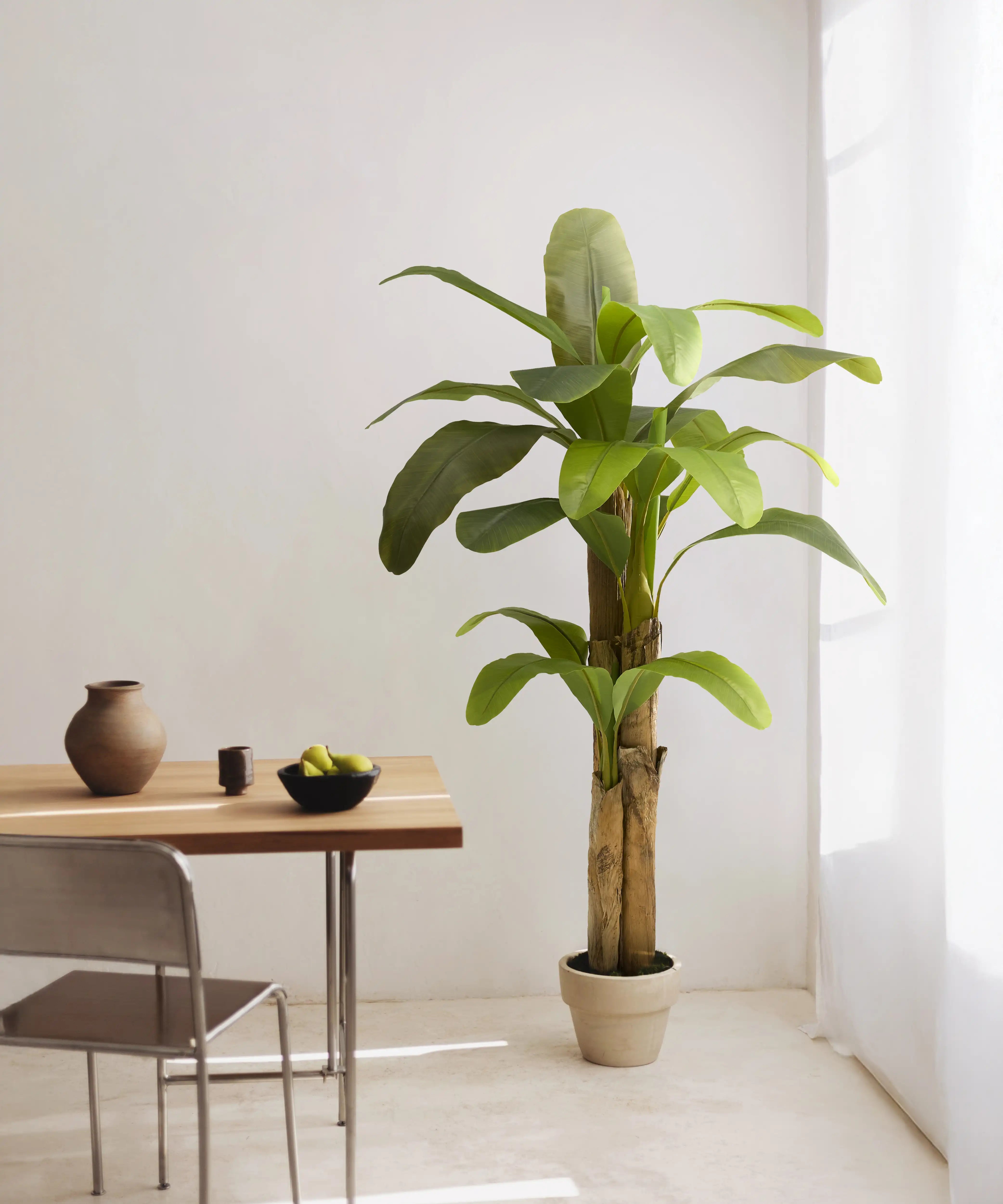 PIANTA DI BANANO ARTIFICIALE IN VASO0 H120CM, pianta banano finta da interno