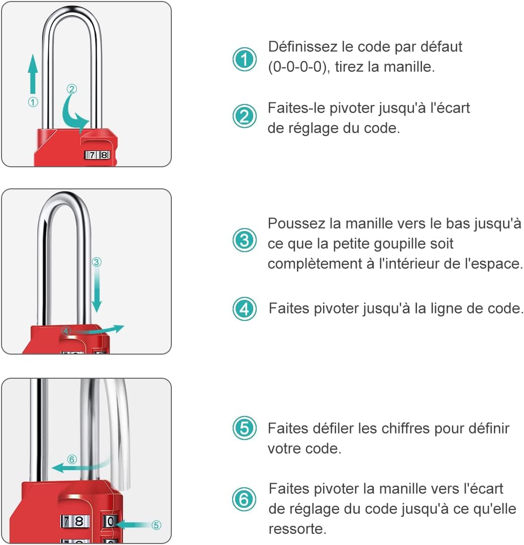 Lucchetto a combinazione nero da 6,7 cm, lucchetto a combinazione impermeabile a 4 cifre, in metallo resistente alle intemperie e acciaio zincato, p - 5